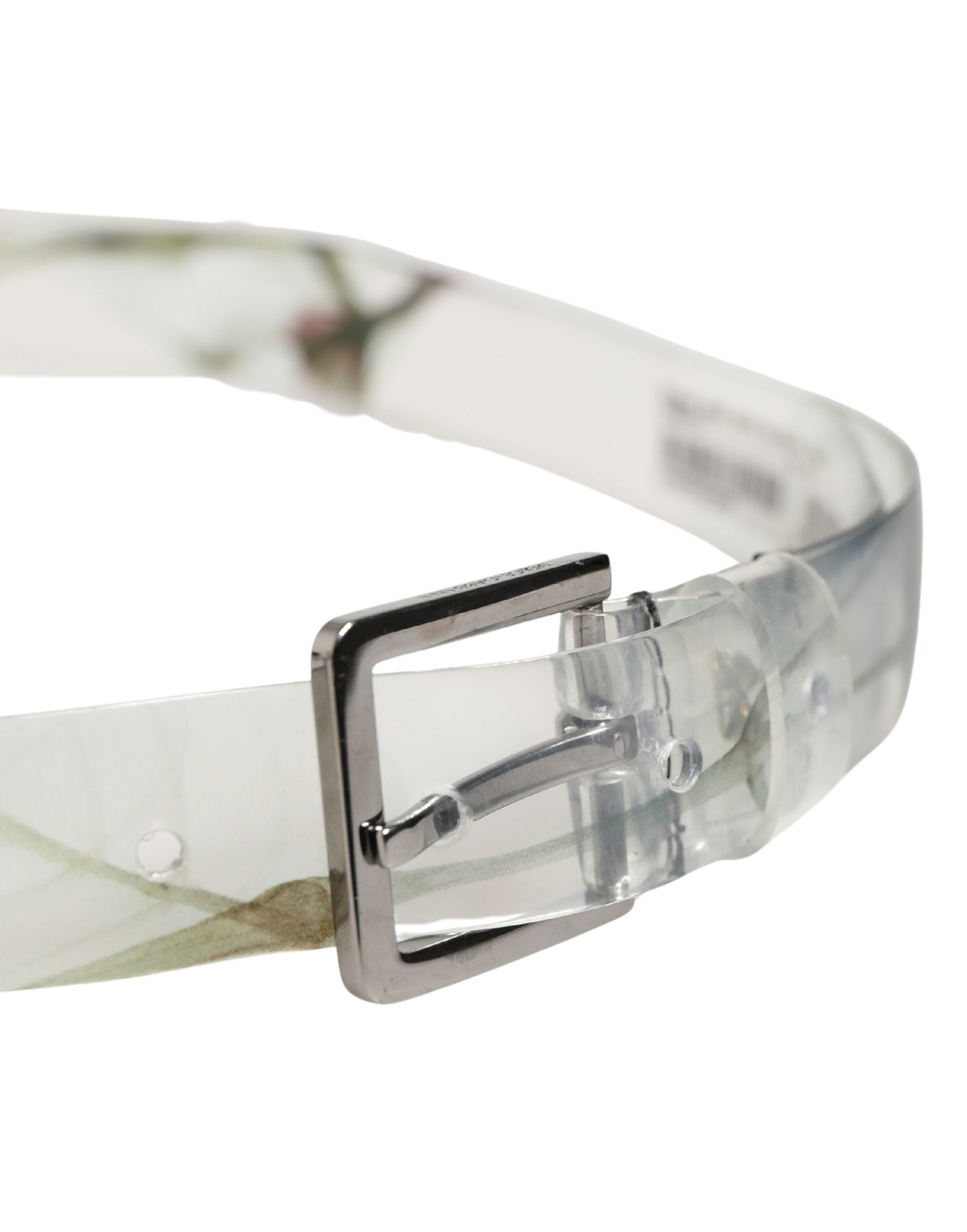 Dolce & Gabbana Men's Belt White Floral PVC Silver Metal Buckle-4