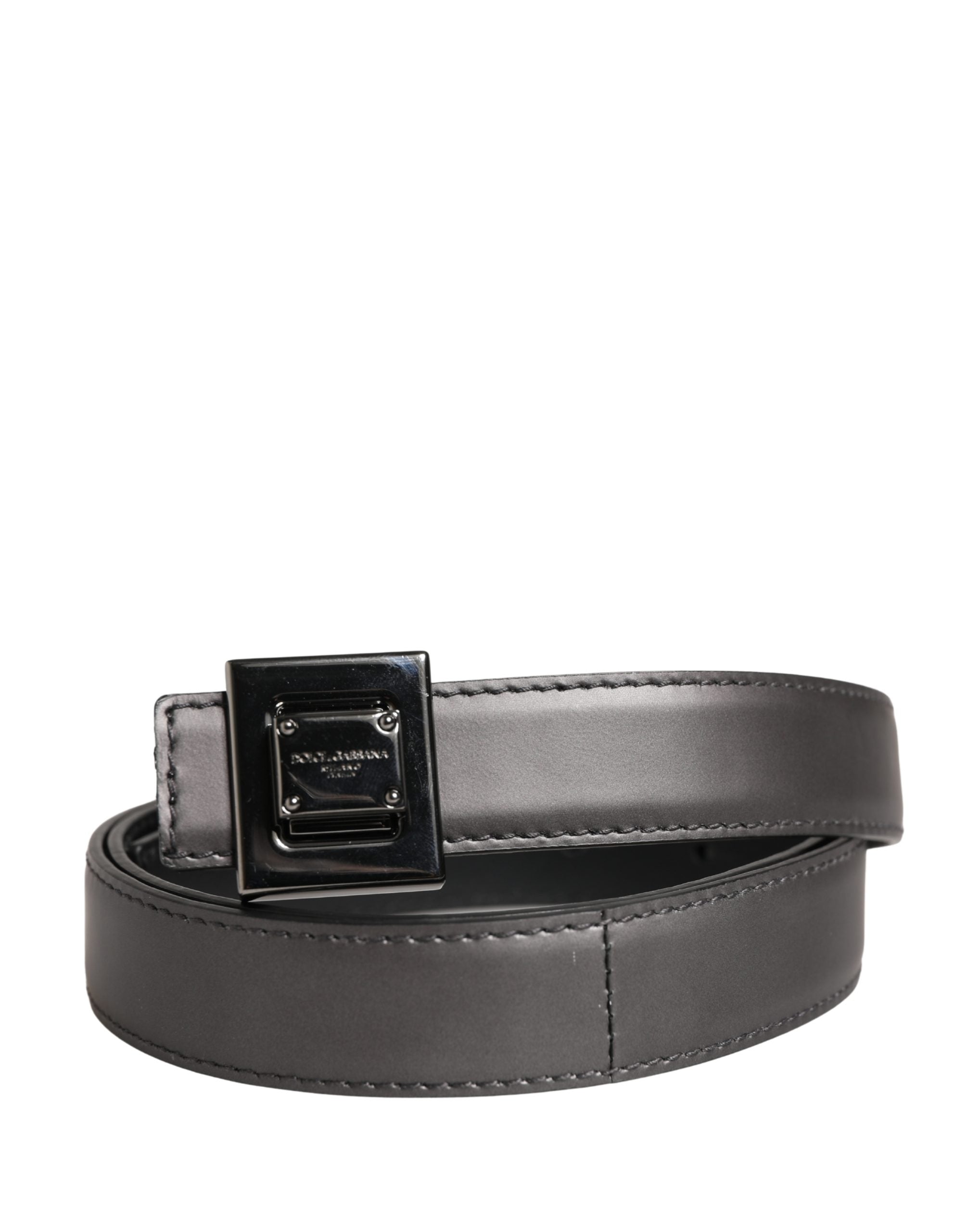Dolce & Gabbana Men's Belt with Silver Classic Leather Buckle and Square Pin-2