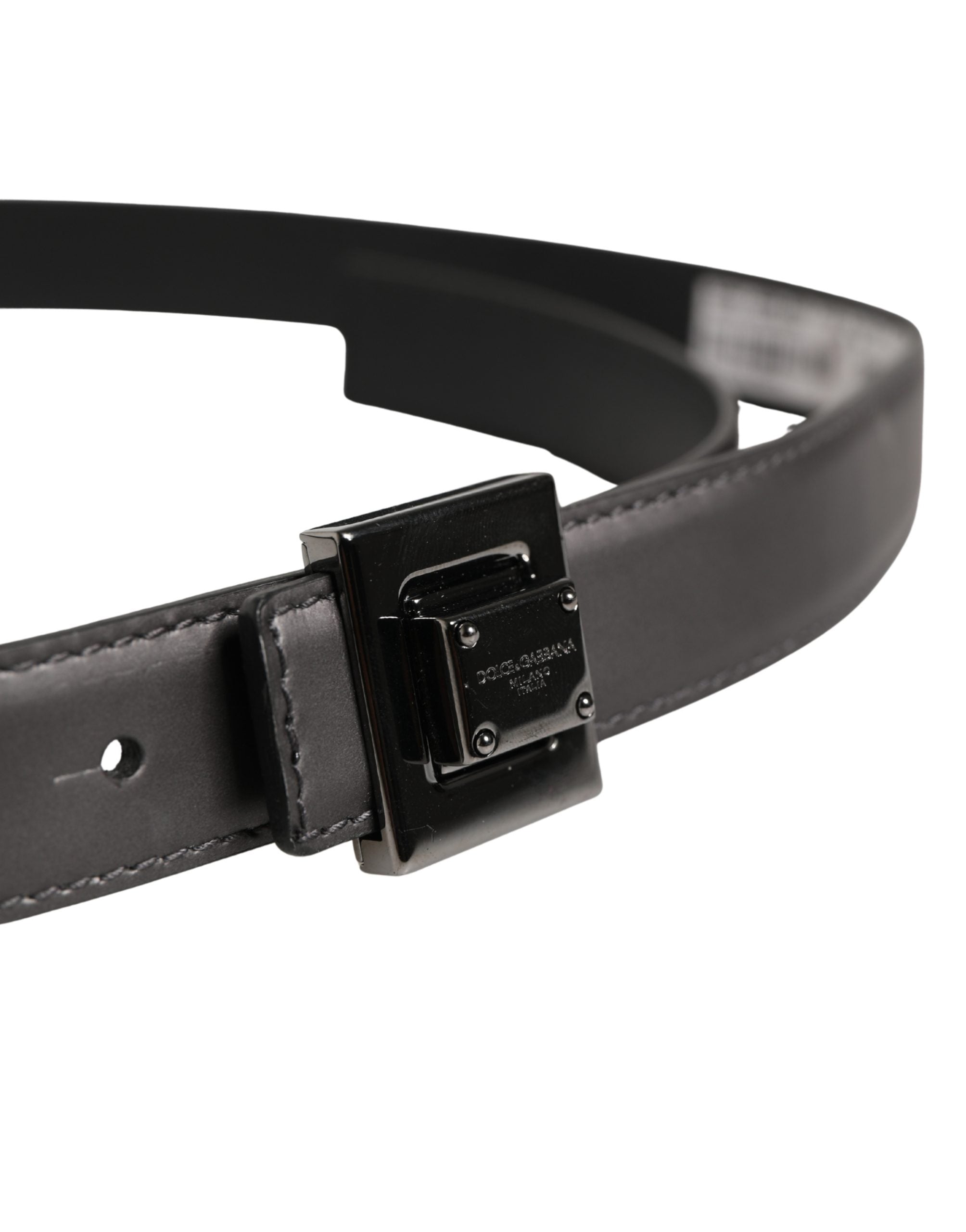 Dolce & Gabbana Men's Belt with Silver Classic Leather Buckle and Square Pin-4