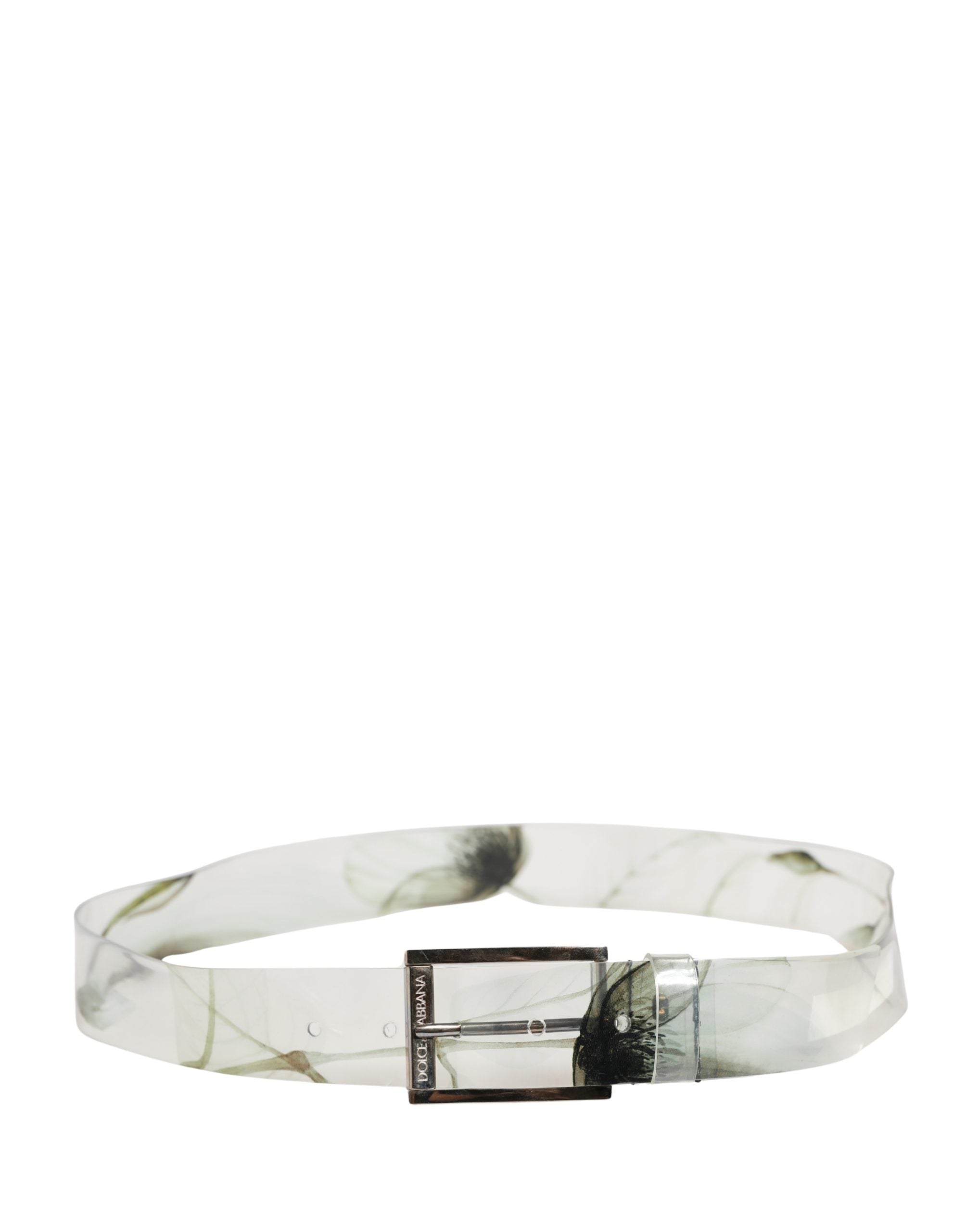 Dolce & Gabbana Herren Gürtel Weiß Floral PVC Silberne Metallschnalle-3