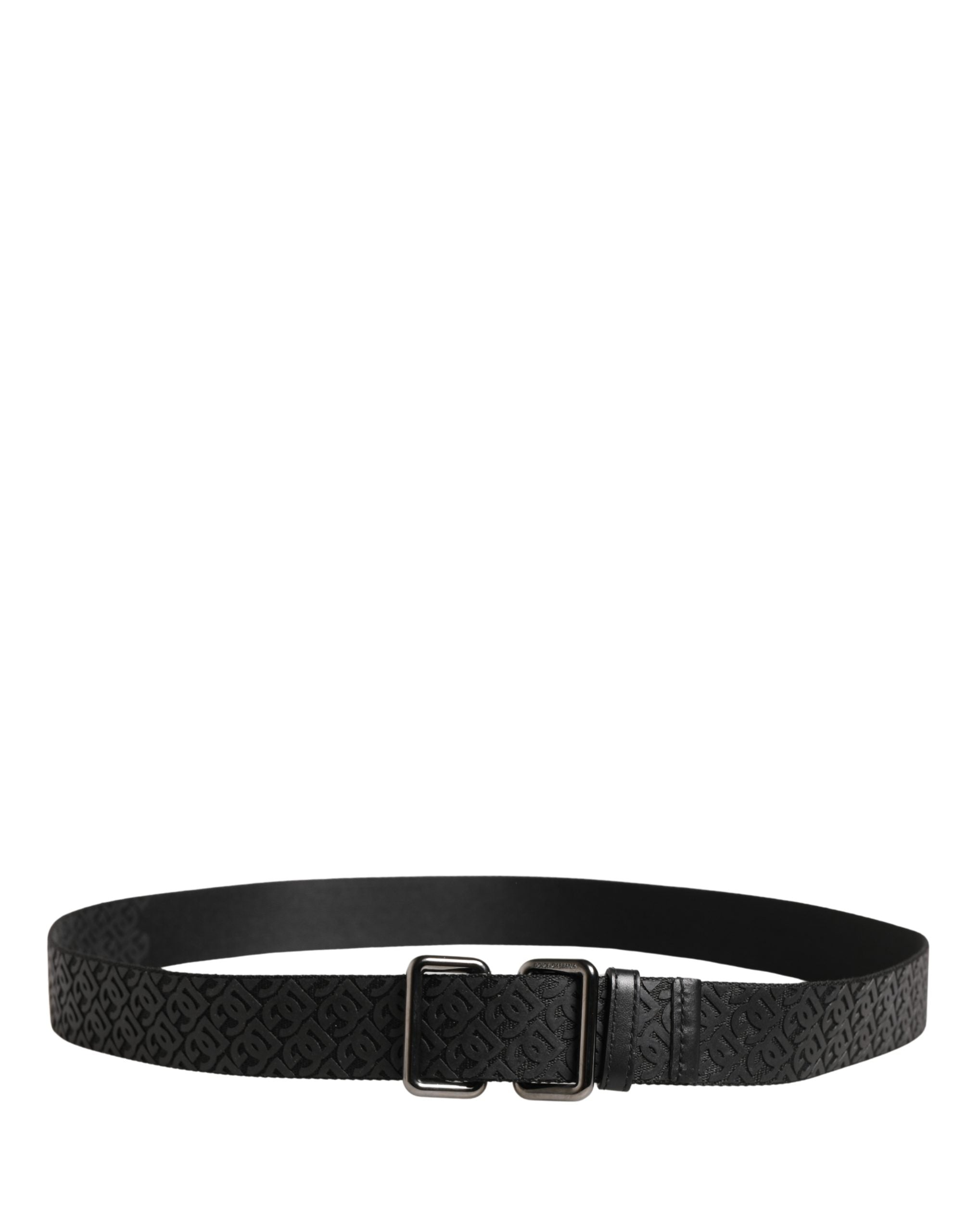 Dolce & Gabbana Men's Belt Black DG Logo Polyester Metal Buckle-3