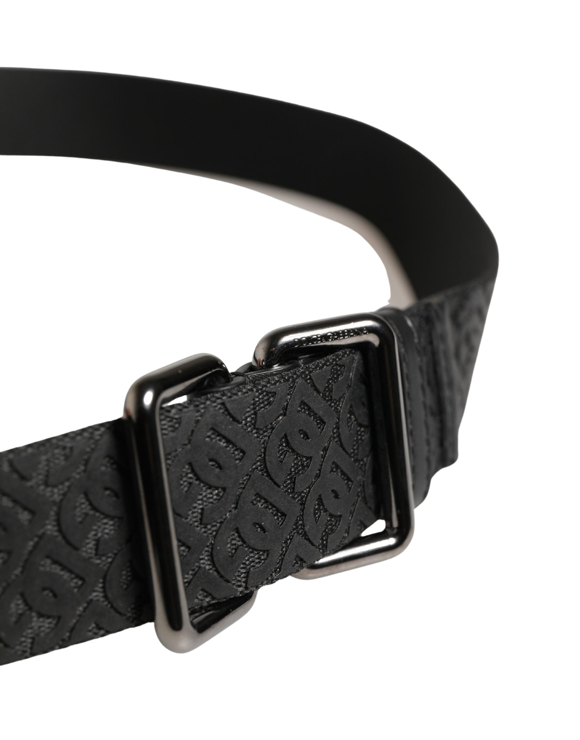 Dolce & Gabbana Men's Belt Black DG Logo Polyester Metal Buckle-4