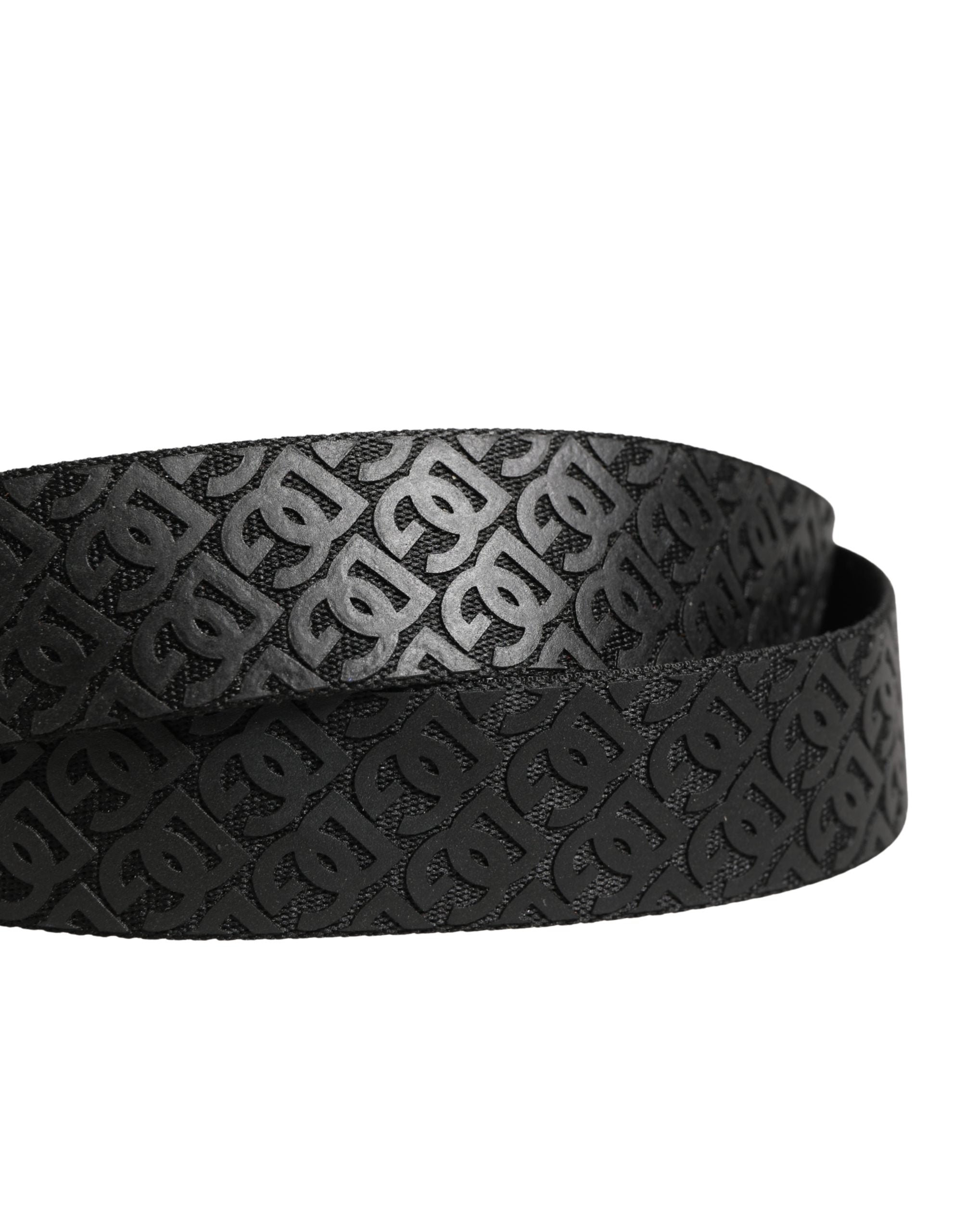 Dolce & Gabbana Men's Belt Black DG Logo Polyester Metal Buckle-5
