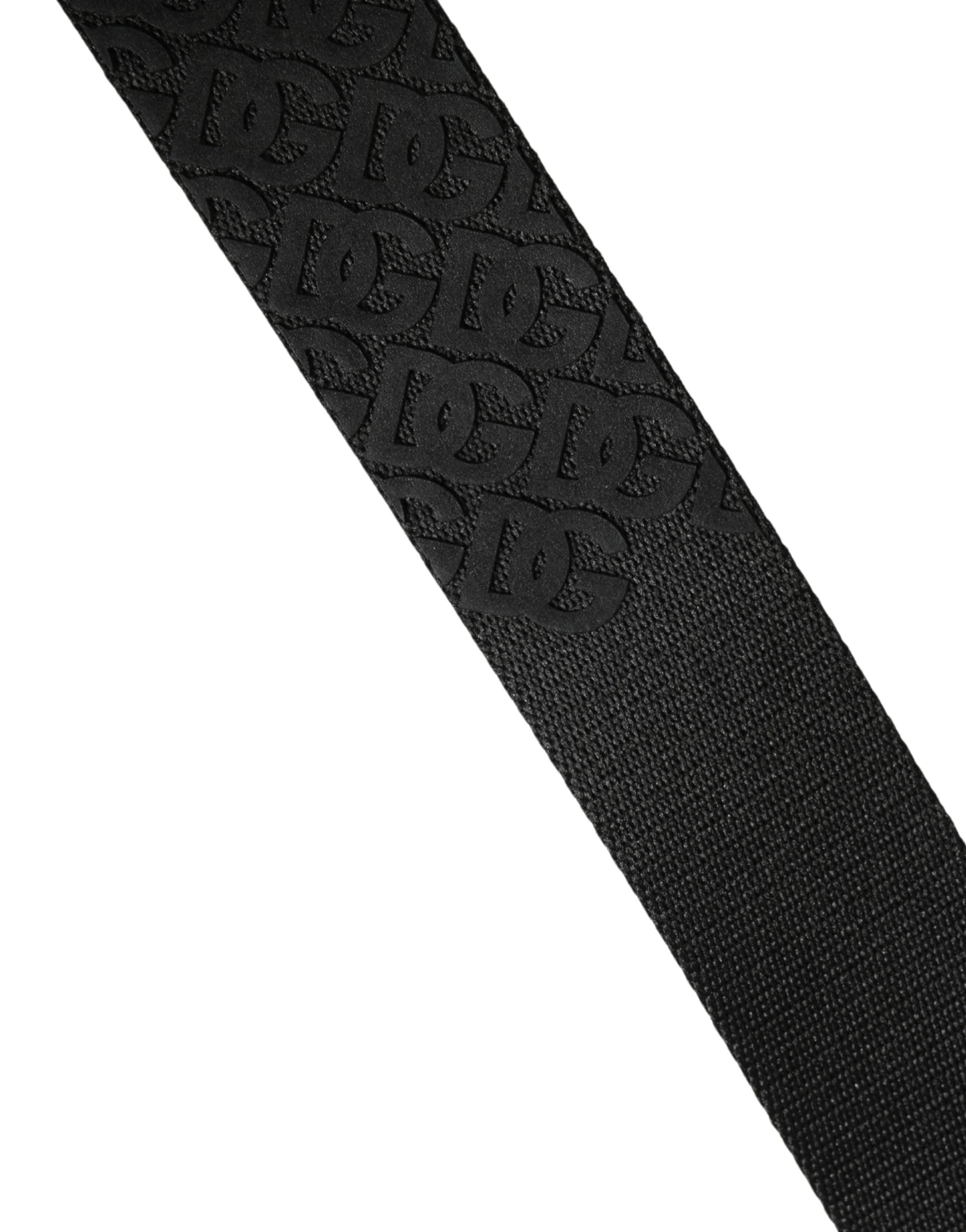 Dolce & Gabbana Men's Belt Black DG Logo Polyester Metal Buckle-6