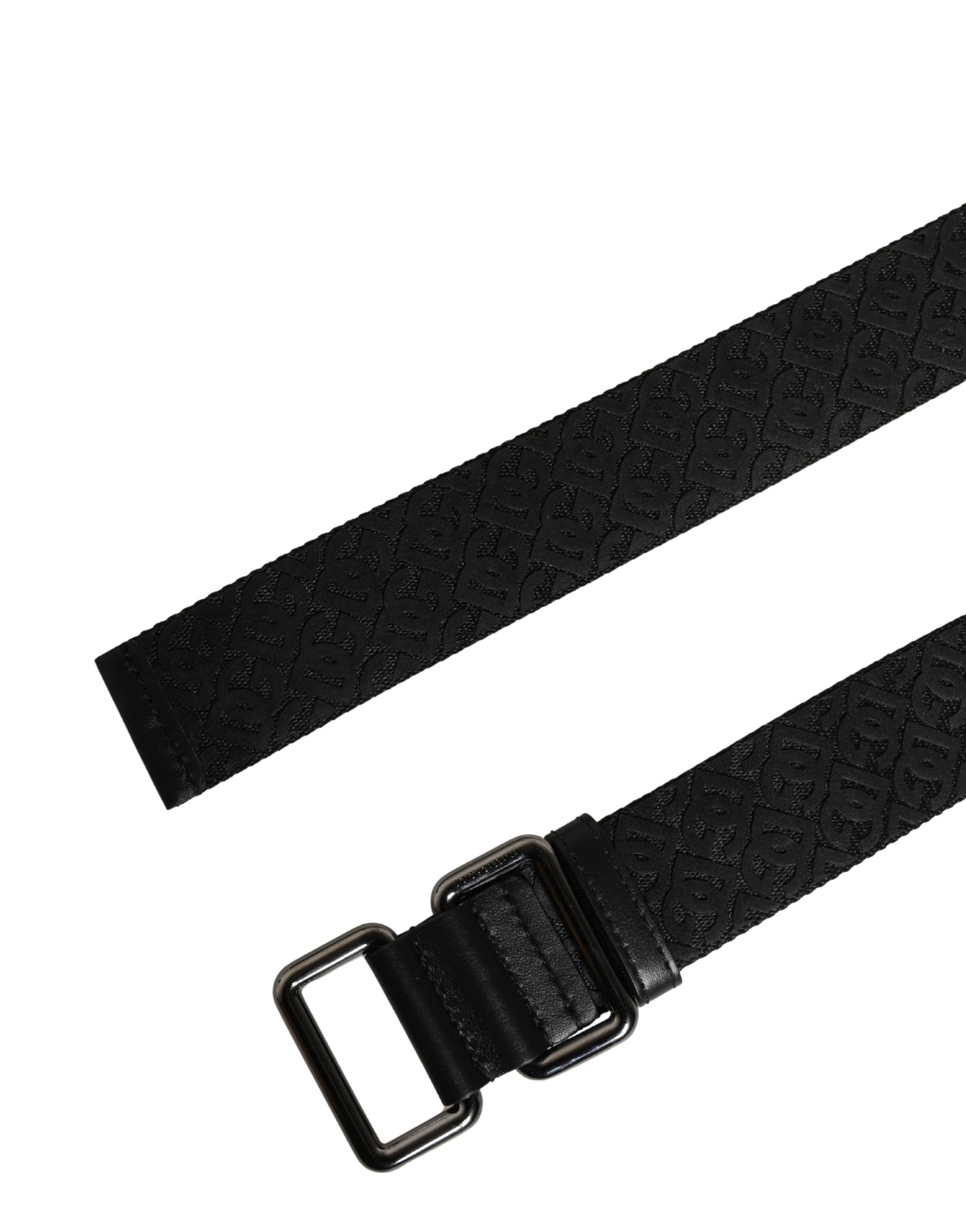 Dolce & Gabbana Men's Belt Black DG Logo Polyester Metal Buckle-7