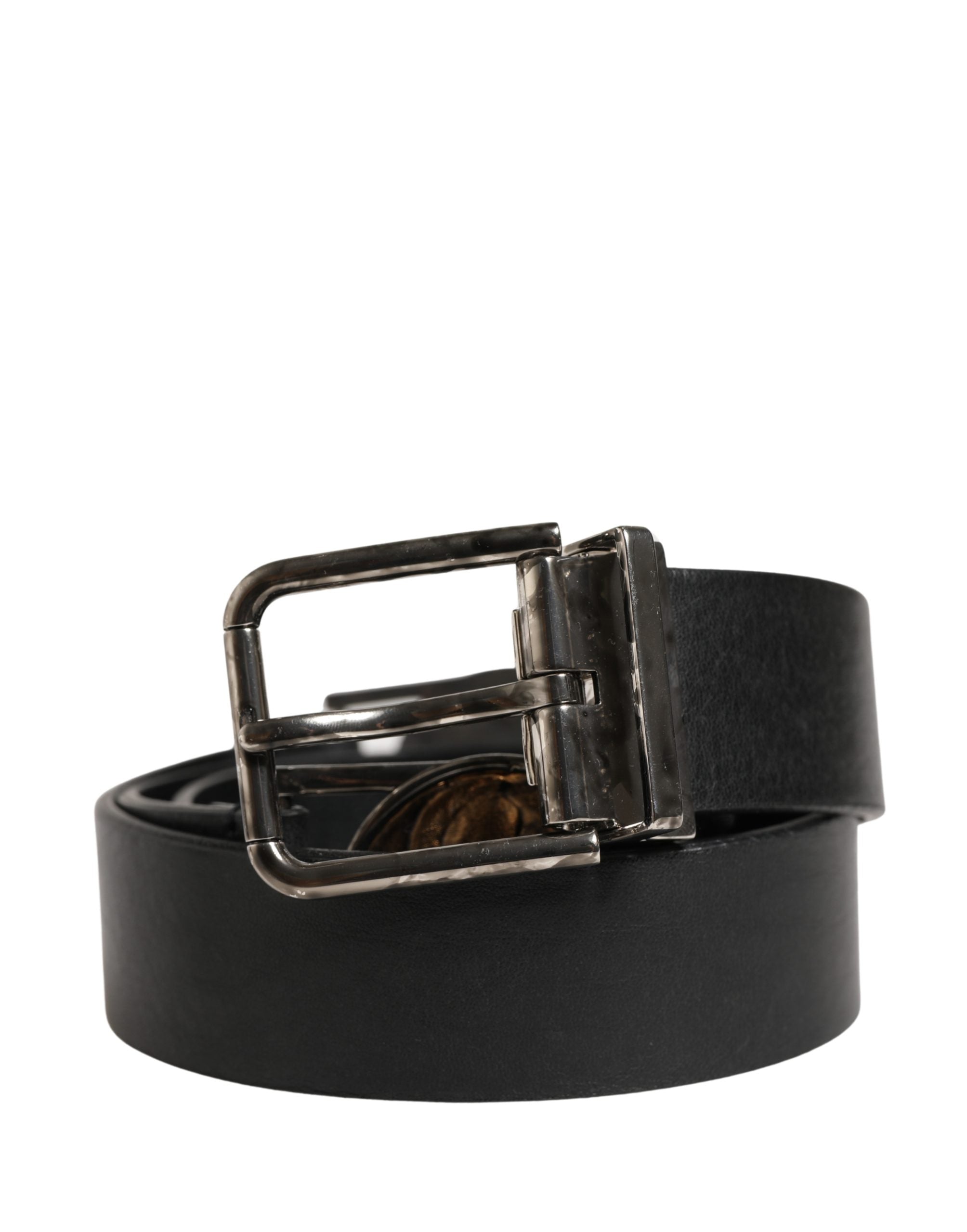 Dolce & Gabbana Herrenschwarzer Klassischer Ledergürtel mit Metallschnalle-2