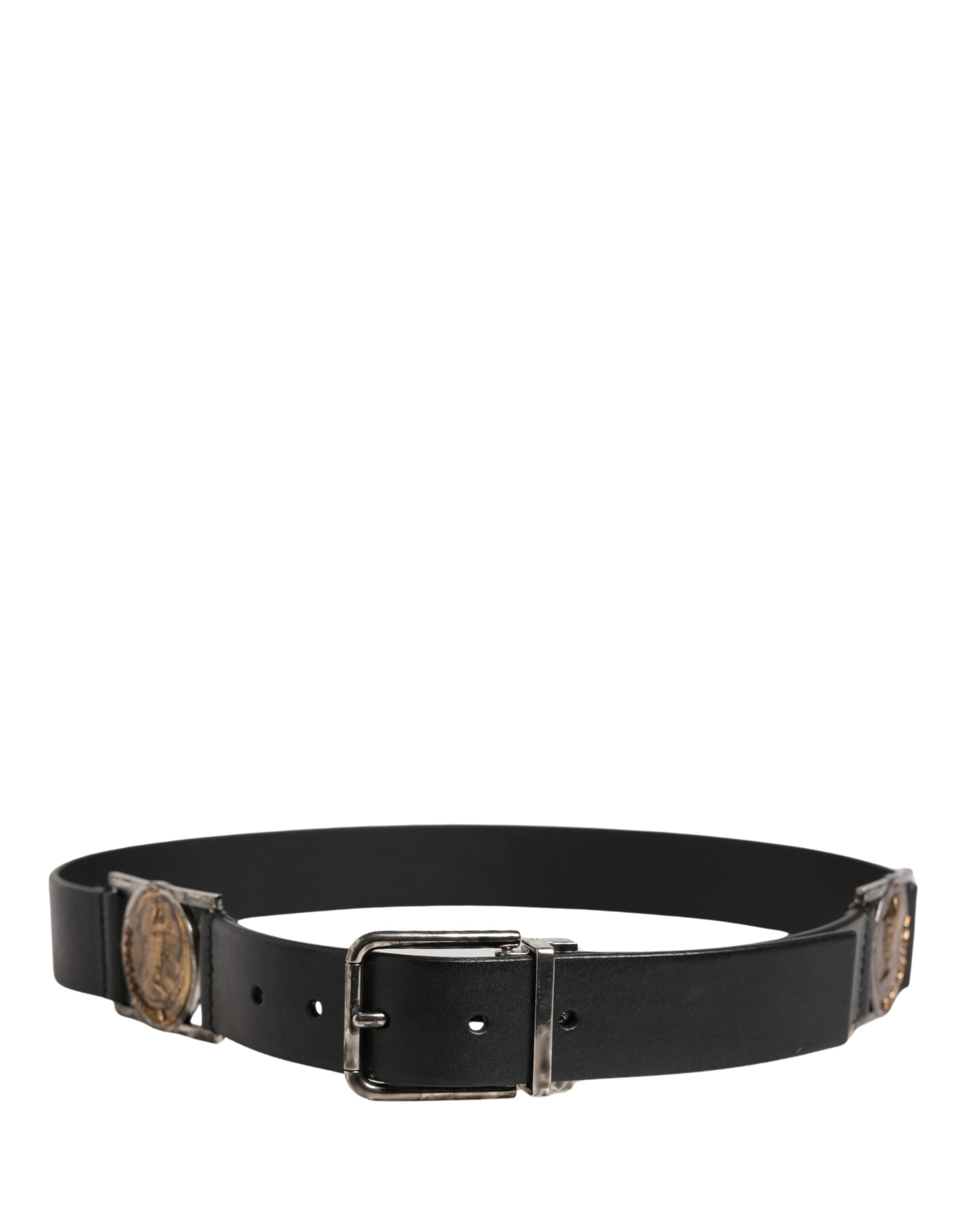 Dolce & Gabbana Herrenschwarzer Klassischer Ledergürtel mit Metallschnalle-3