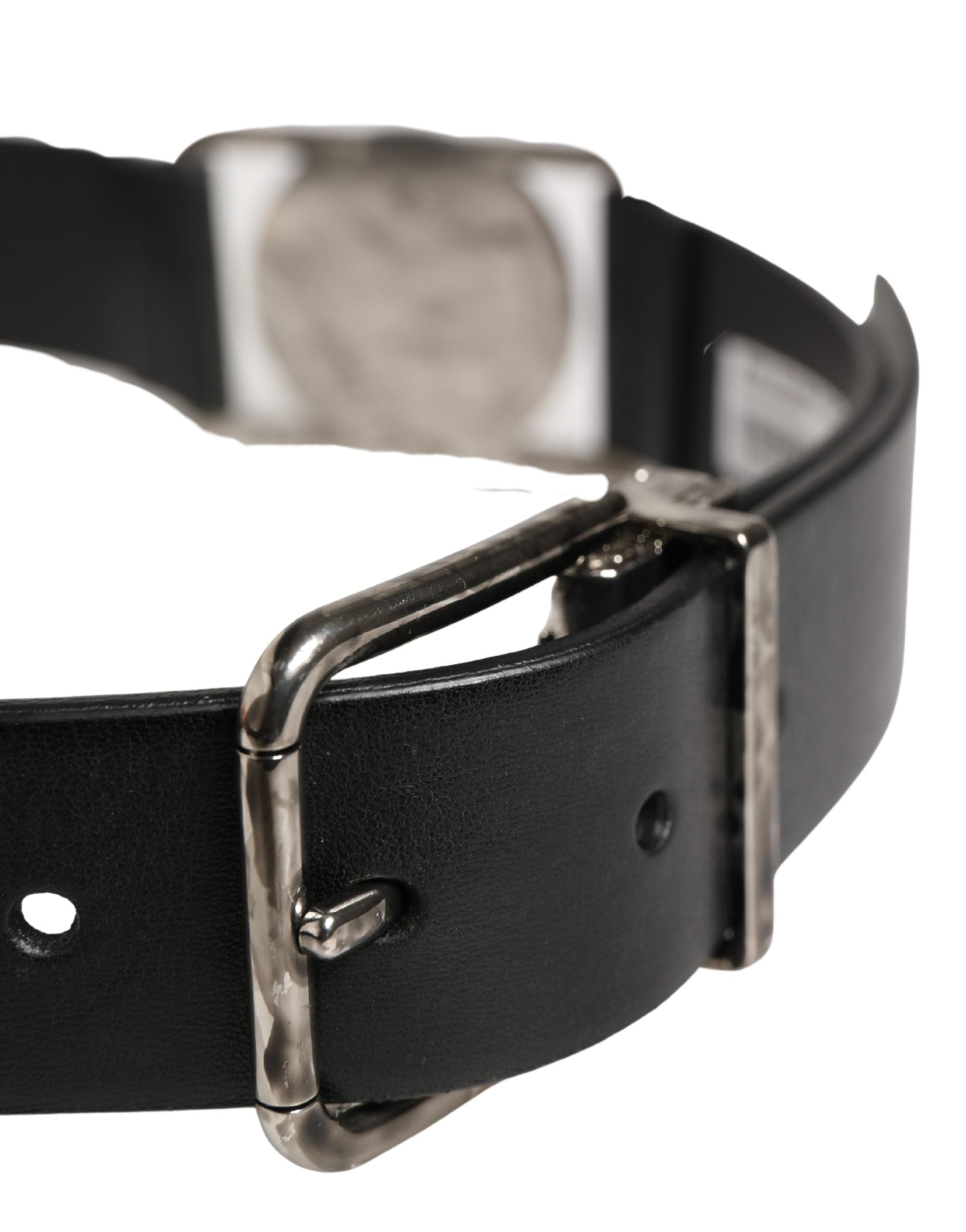 Dolce & Gabbana Herrenschwarzer Klassischer Ledergürtel mit Metallschnalle-4