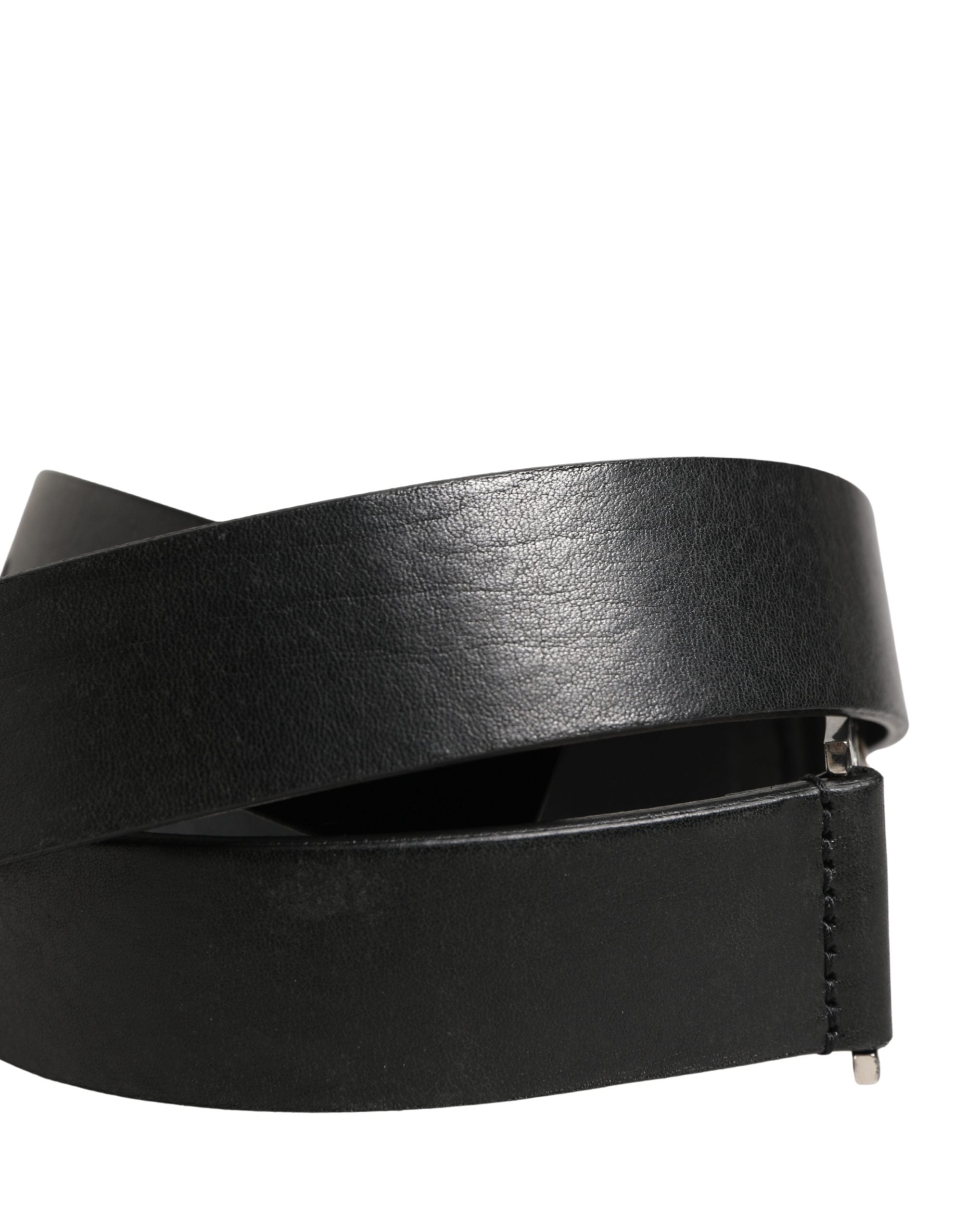 Dolce & Gabbana Herrenschwarzer Klassischer Ledergürtel mit Metallschnalle-7