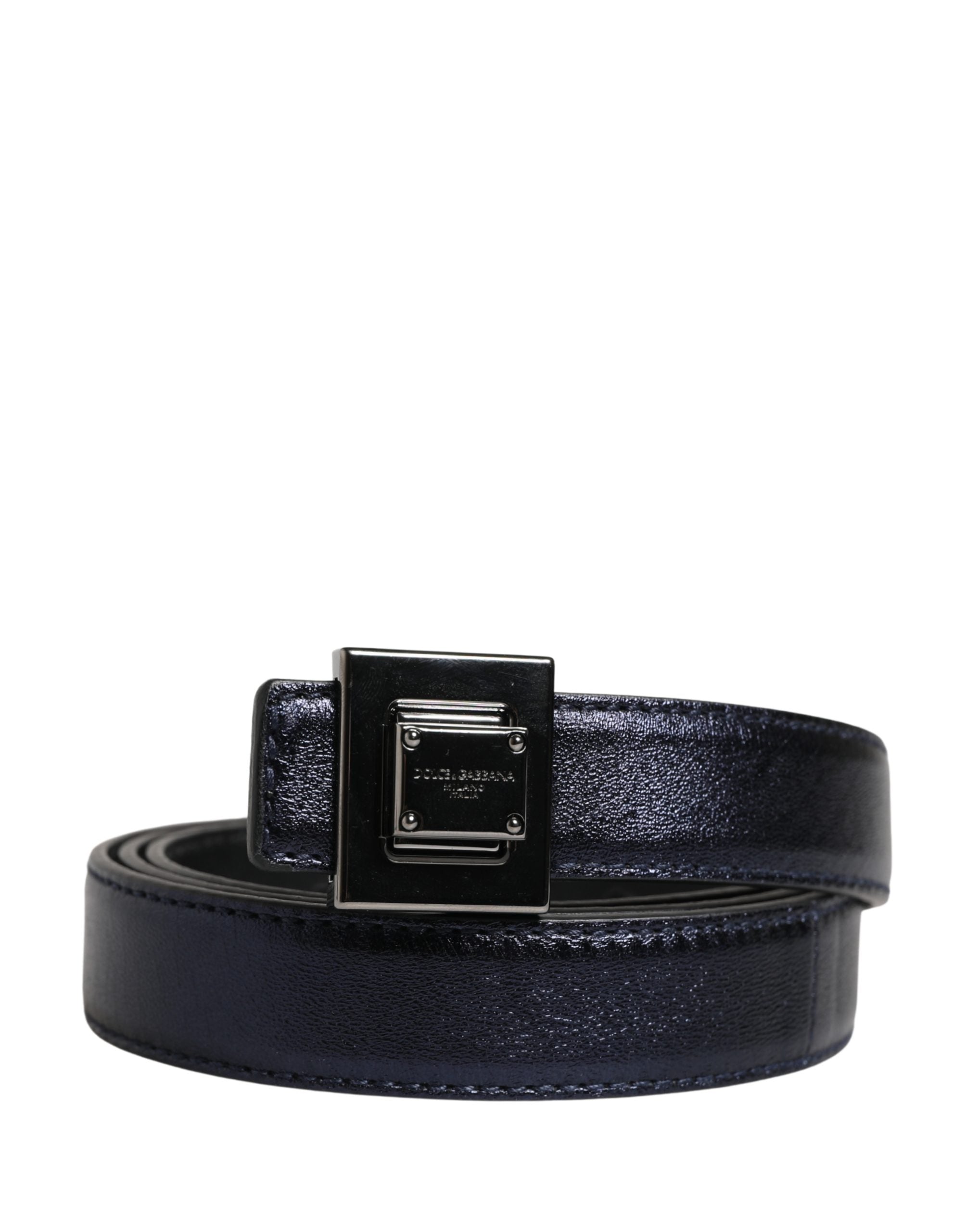 Dolce & Gabbana Men's Black Leather Buckle, Classic, Square-2