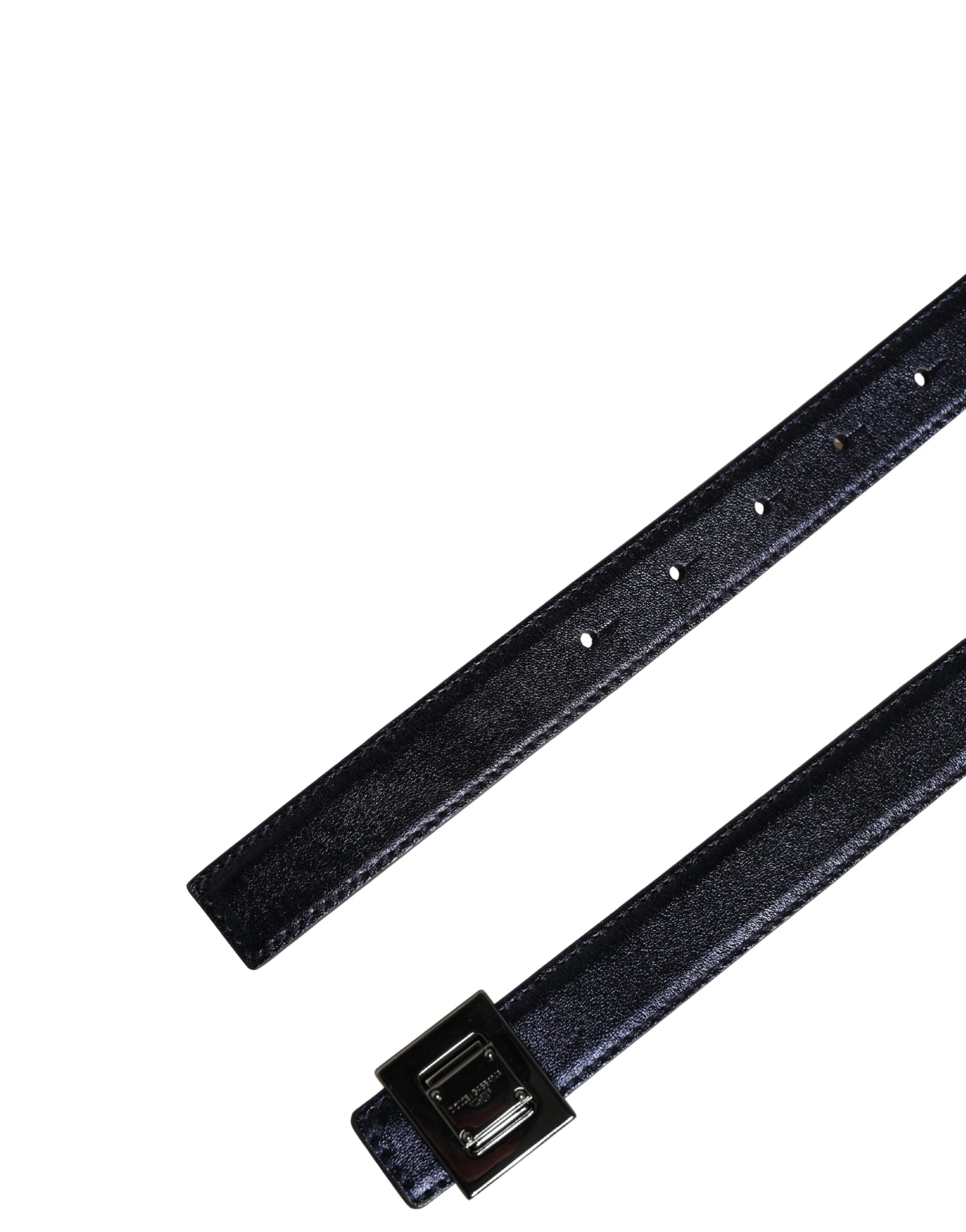 Dolce & Gabbana Men's Black Leather Buckle, Classic, Square-7