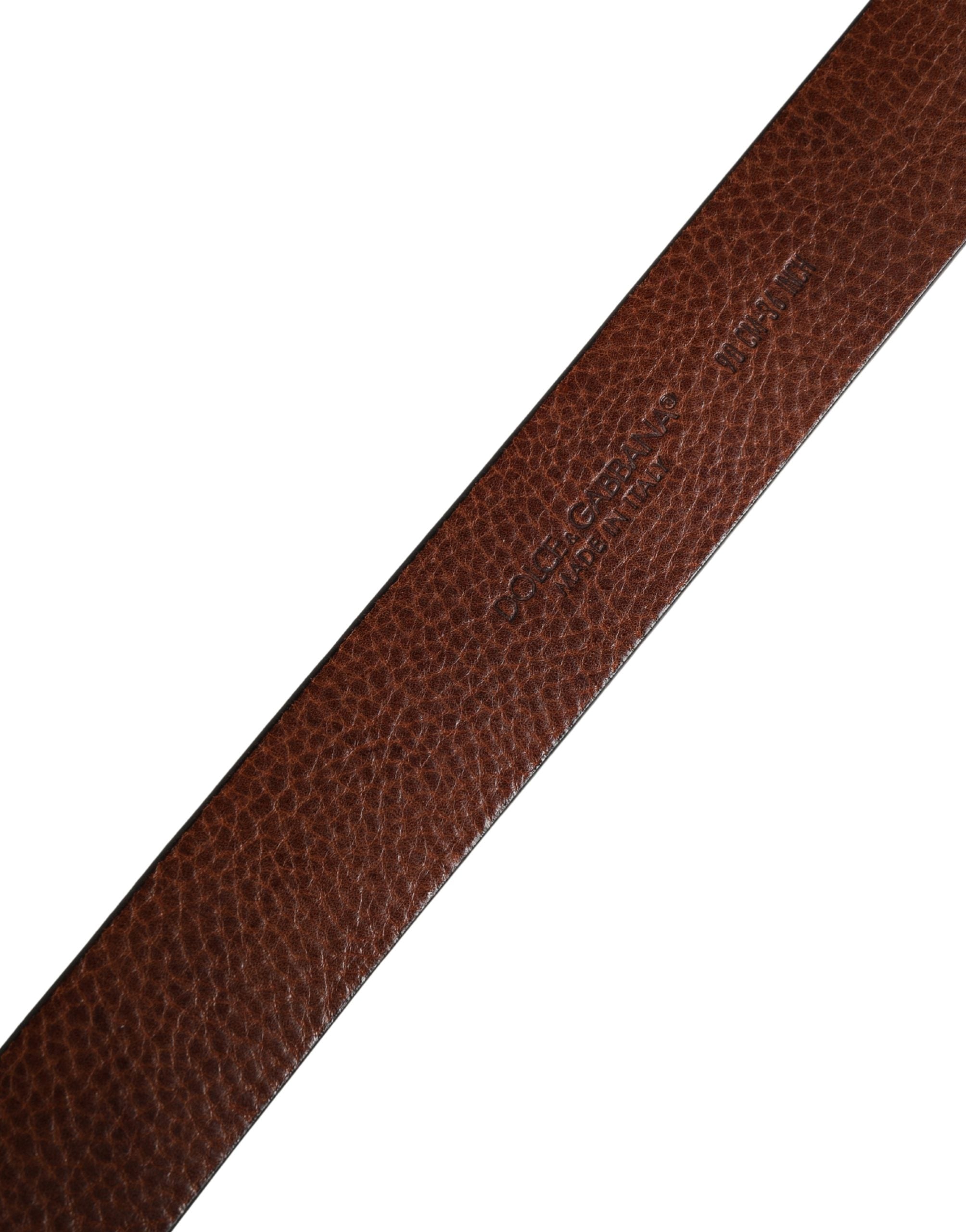 Dolce & Gabbana Men's Brown Leather Belt with Classic Metal Buckle-6
