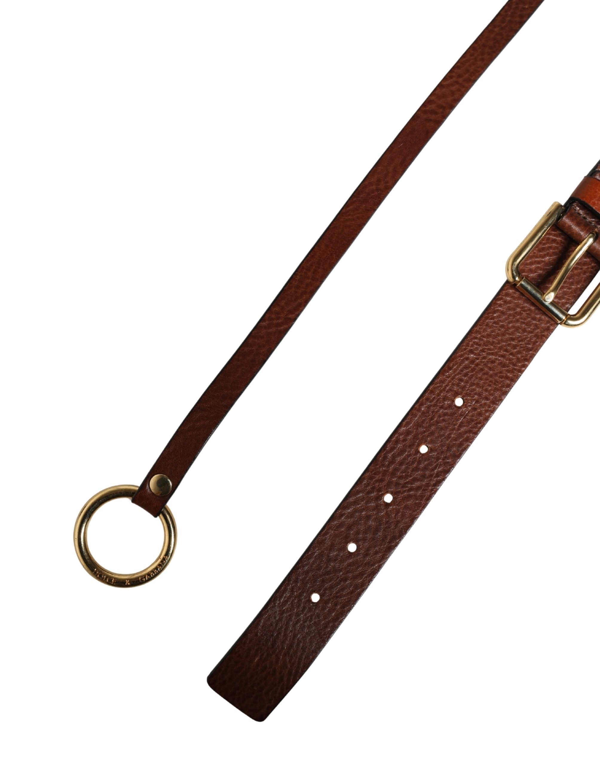 Dolce & Gabbana Men's Brown Leather Belt with Classic Metal Buckle-7