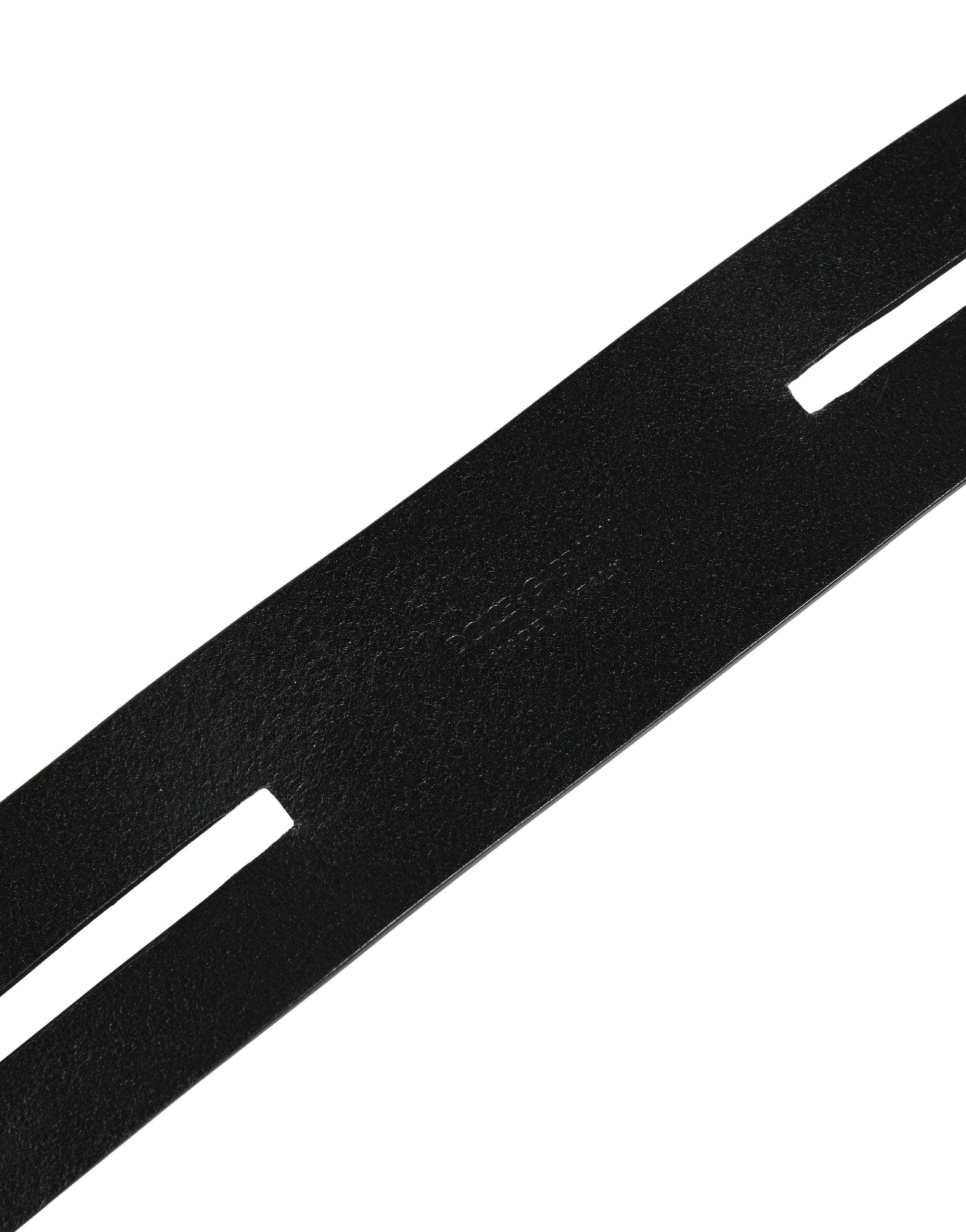 Dolce & Gabbana Black Leather Double Strap Belt with Silver Buckle-6