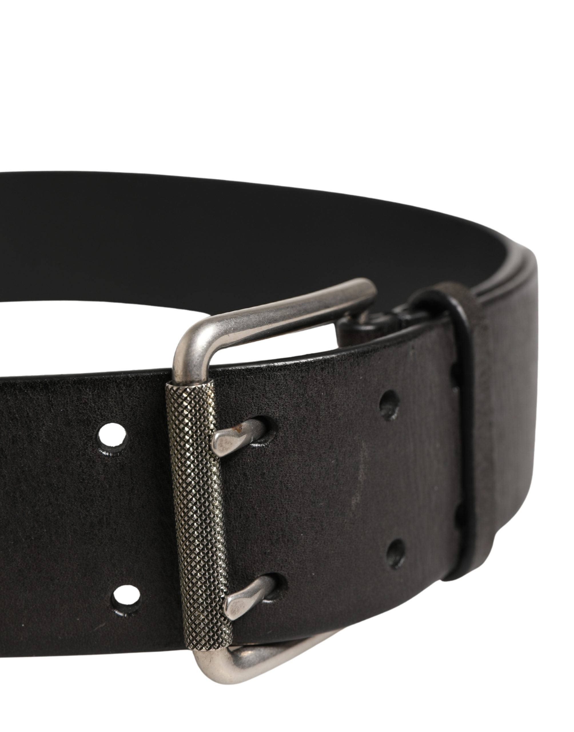 Dolce & Gabbana Herrenschließe aus schwarzem Leder mit Metallschnalle-4