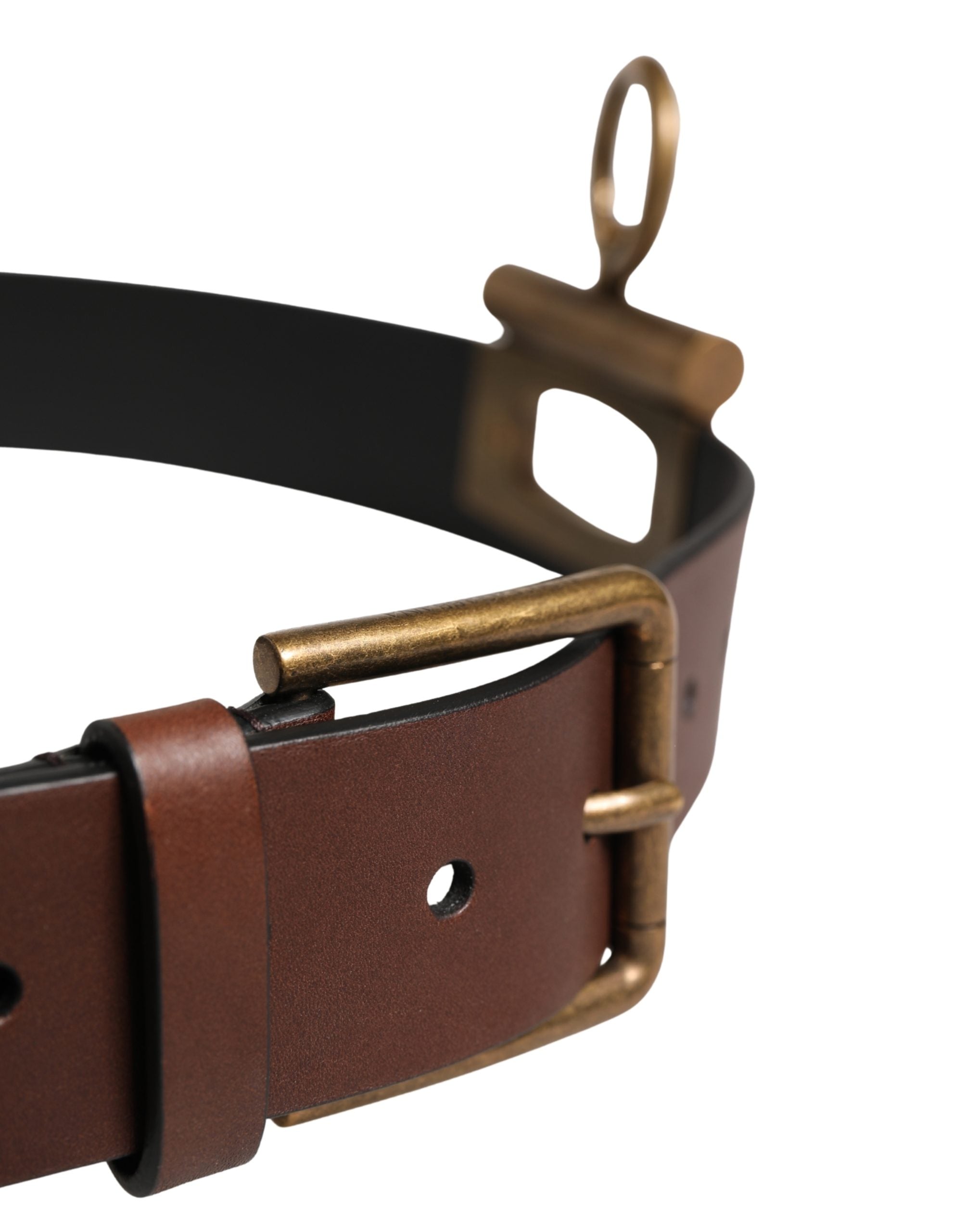 Dolce & Gabbana Men's Brown Leather Belt with Classic Metal Buckle-4
