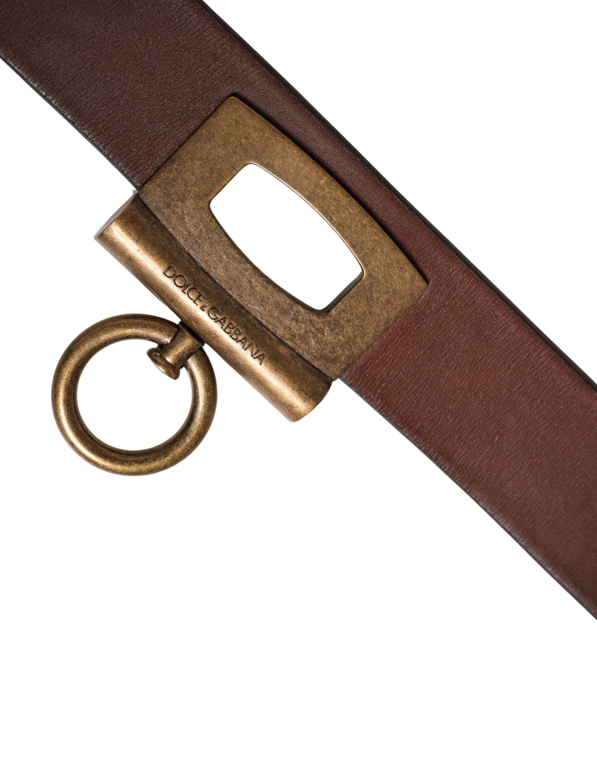 Dolce & Gabbana Men's Brown Leather Belt with Classic Metal Buckle-7