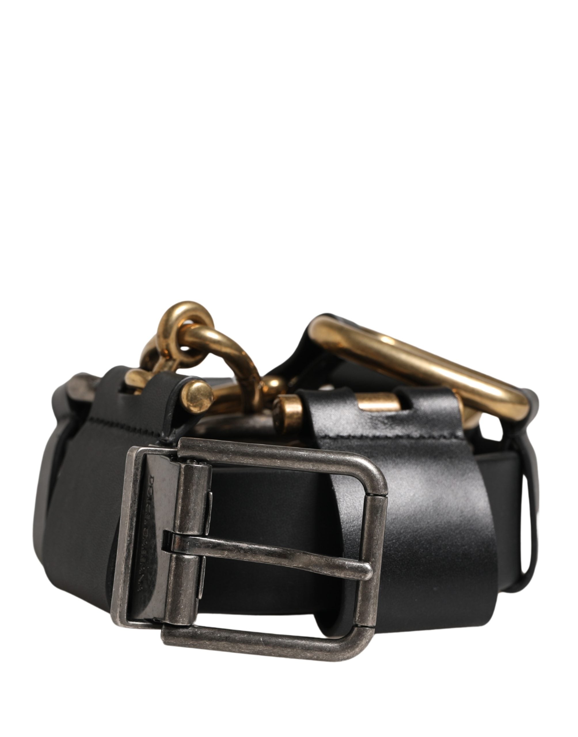 Dolce & Gabbana men's buckle belt in black leather-2
