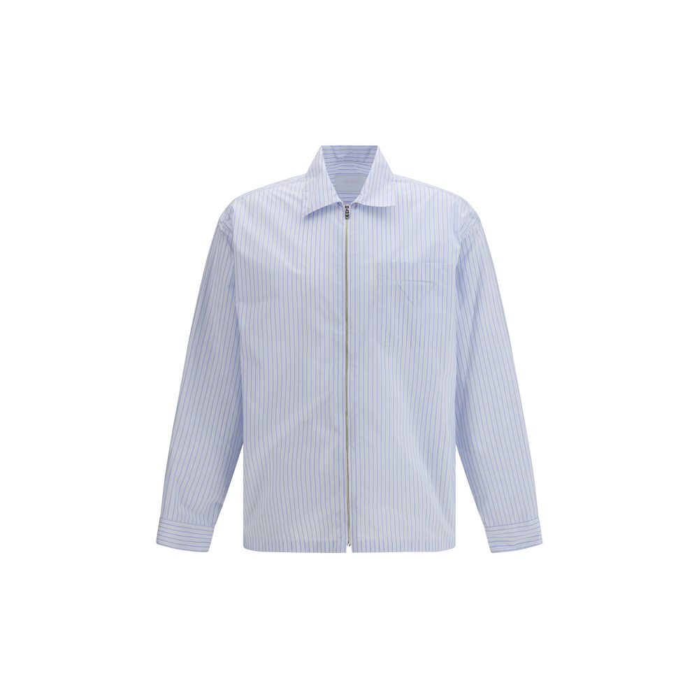 Prada Blue Patterned Polyamide Shirt-1