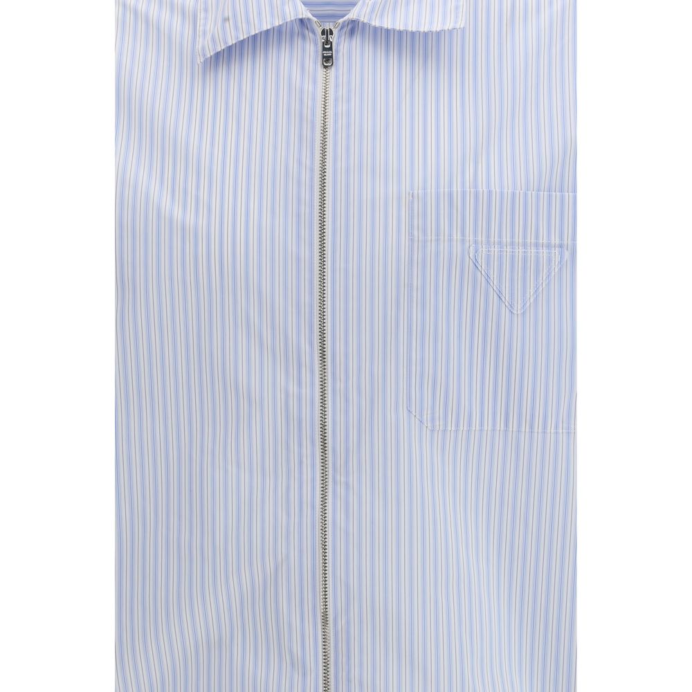 Prada Blue Patterned Polyamide Shirt-3