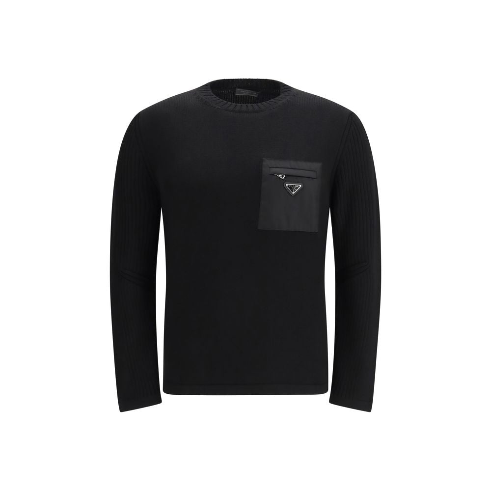 Prada Schwarzer Sweatshirt aus Fleece-Wolle-1