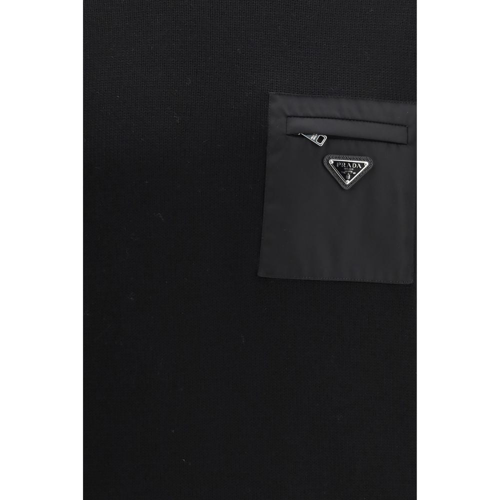 Prada Schwarzer Sweatshirt aus Fleece-Wolle-3