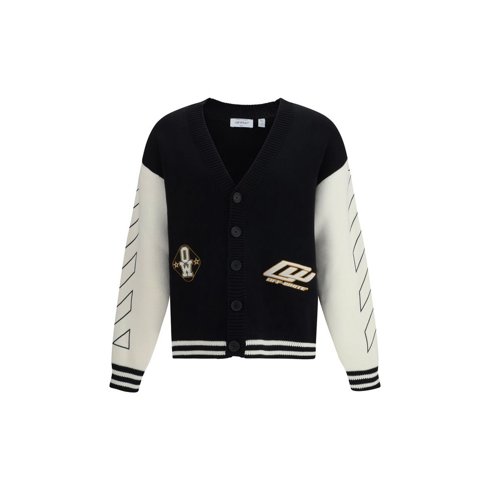 Off-White Schwarzer Baumwollstrickjacke-1