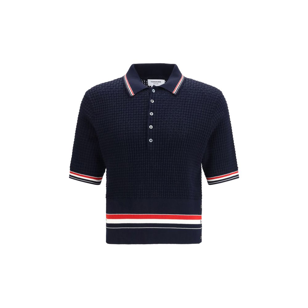 Thom Browne Blaues Baumwoll-Poloshirt