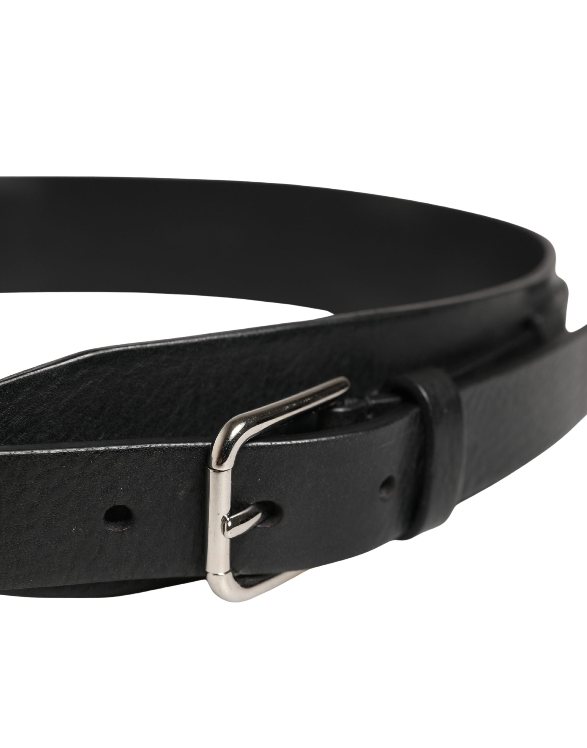 Dolce & Gabbana men's buckle in black leather with metal buckle-4