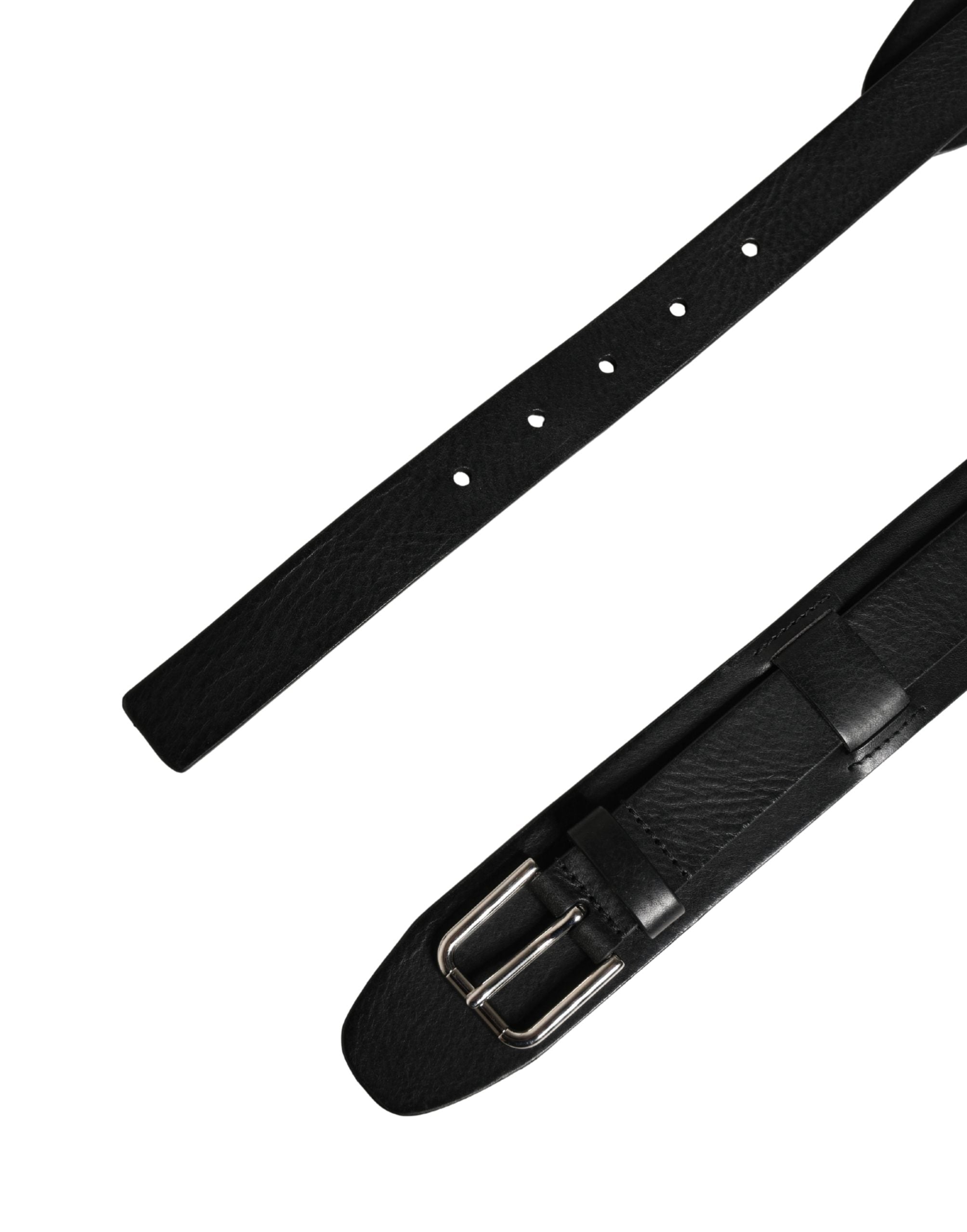 Dolce & Gabbana men's buckle in black leather with metal buckle-7
