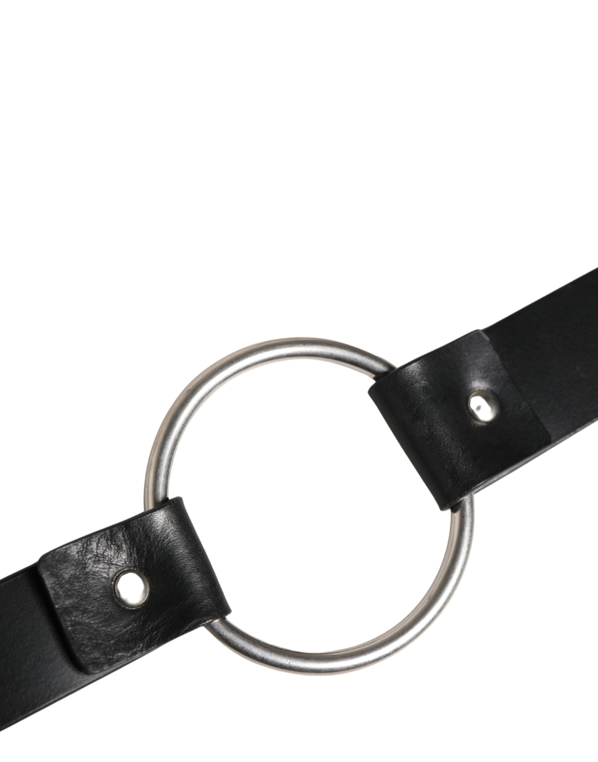 Dolce & Gabbana Schwarzer Ledergürtel mit Doppelriemen und silberner Schnalle-8