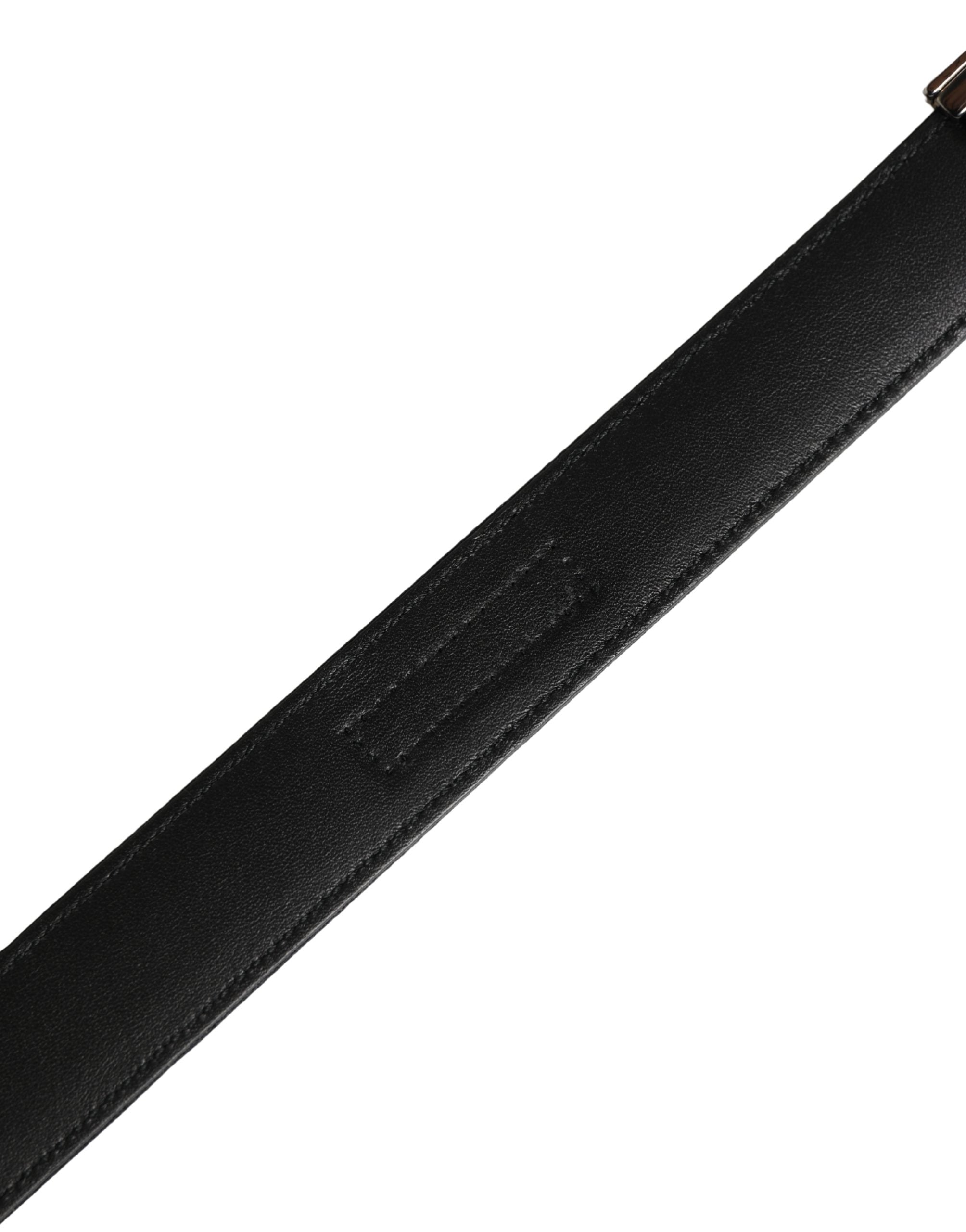 Dolce & Gabbana Men's Belt Black Classic Viscose with Metal Buckle-5