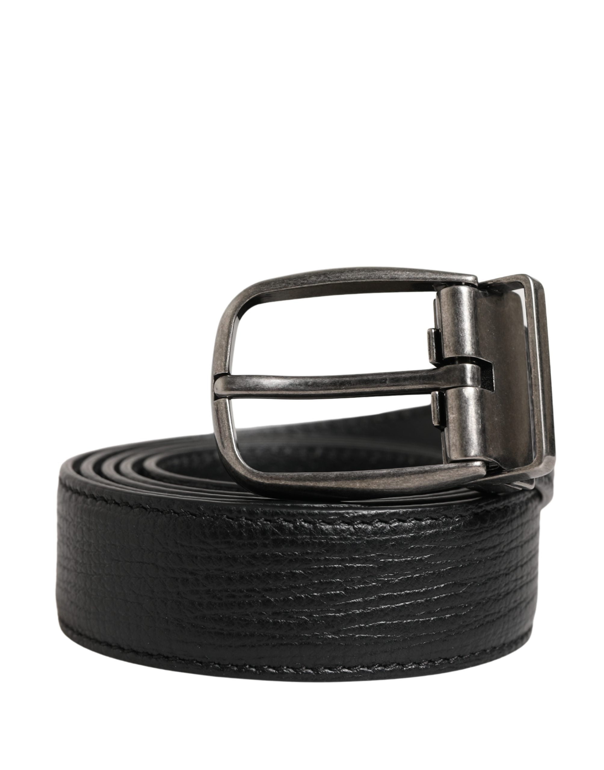 Dolce & Gabbana Herrenschließe aus schwarzem Leder mit Metallschnalle-1