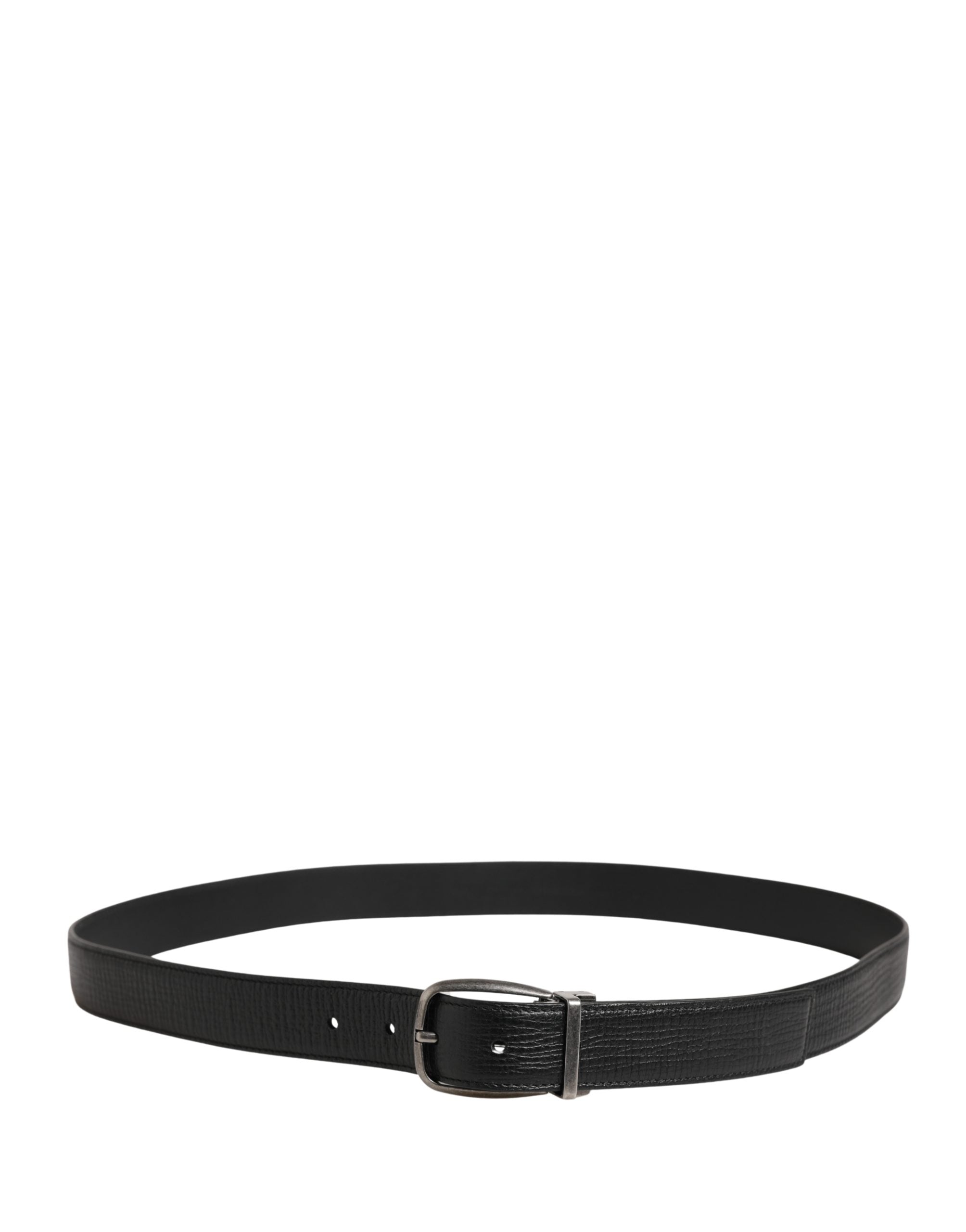 Dolce & Gabbana Herrenschließe aus schwarzem Leder mit Metallschnalle-3
