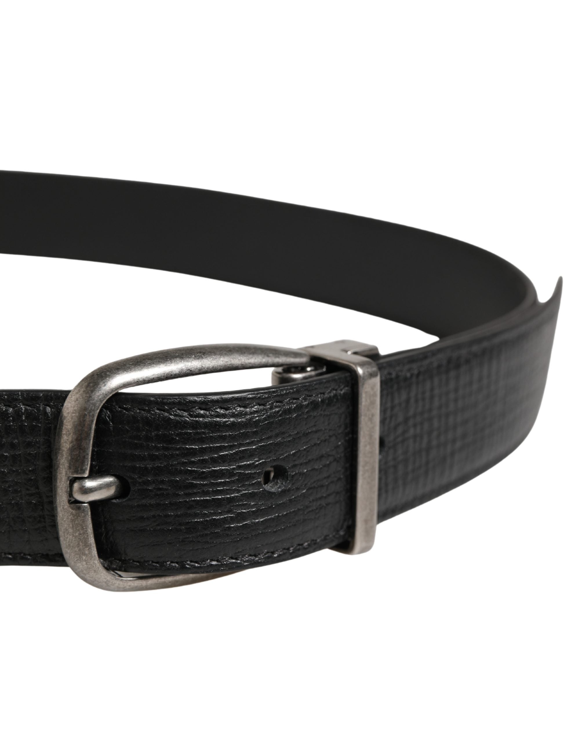 Dolce & Gabbana Herrenschließe aus schwarzem Leder mit Metallschnalle-4