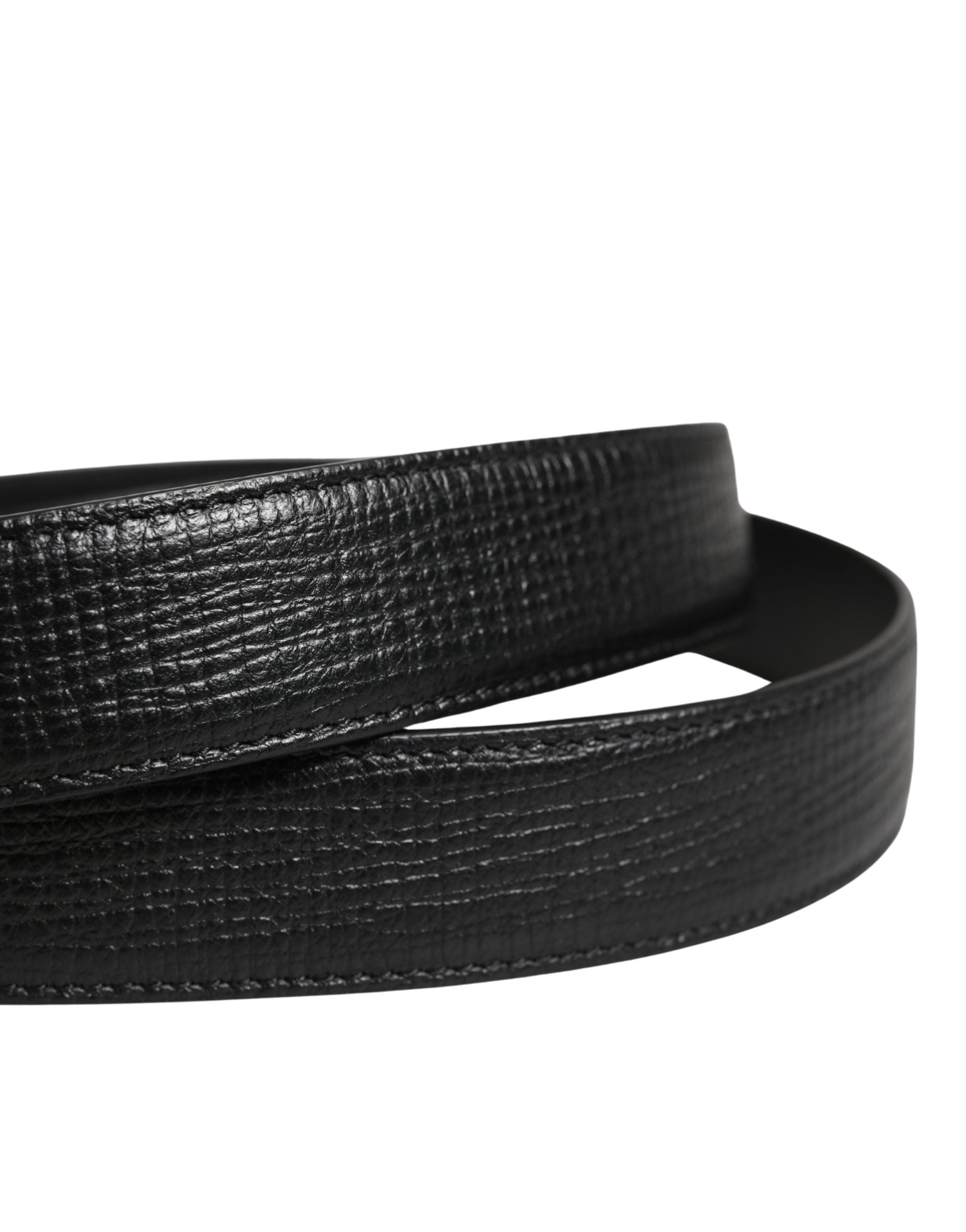 Dolce & Gabbana Herrenschließe aus schwarzem Leder mit Metallschnalle-5