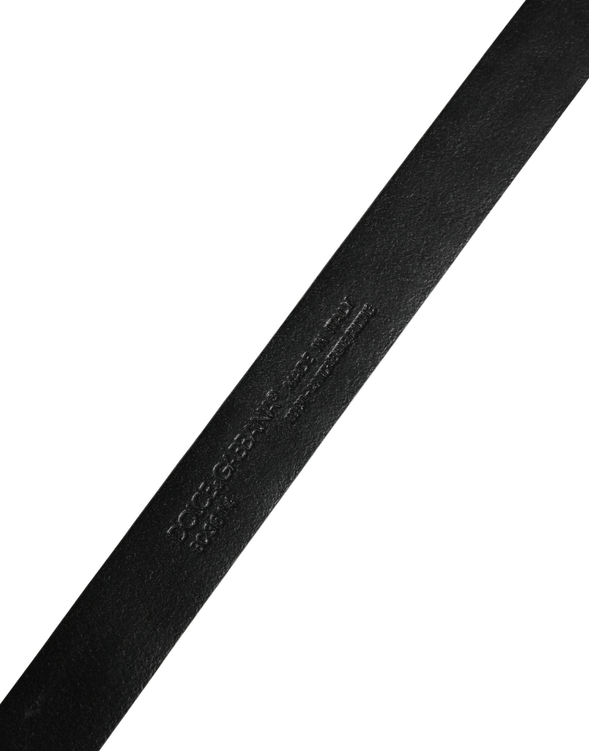 Dolce & Gabbana Men's Black Exotic Leather Belt with Metal Buckle-5
