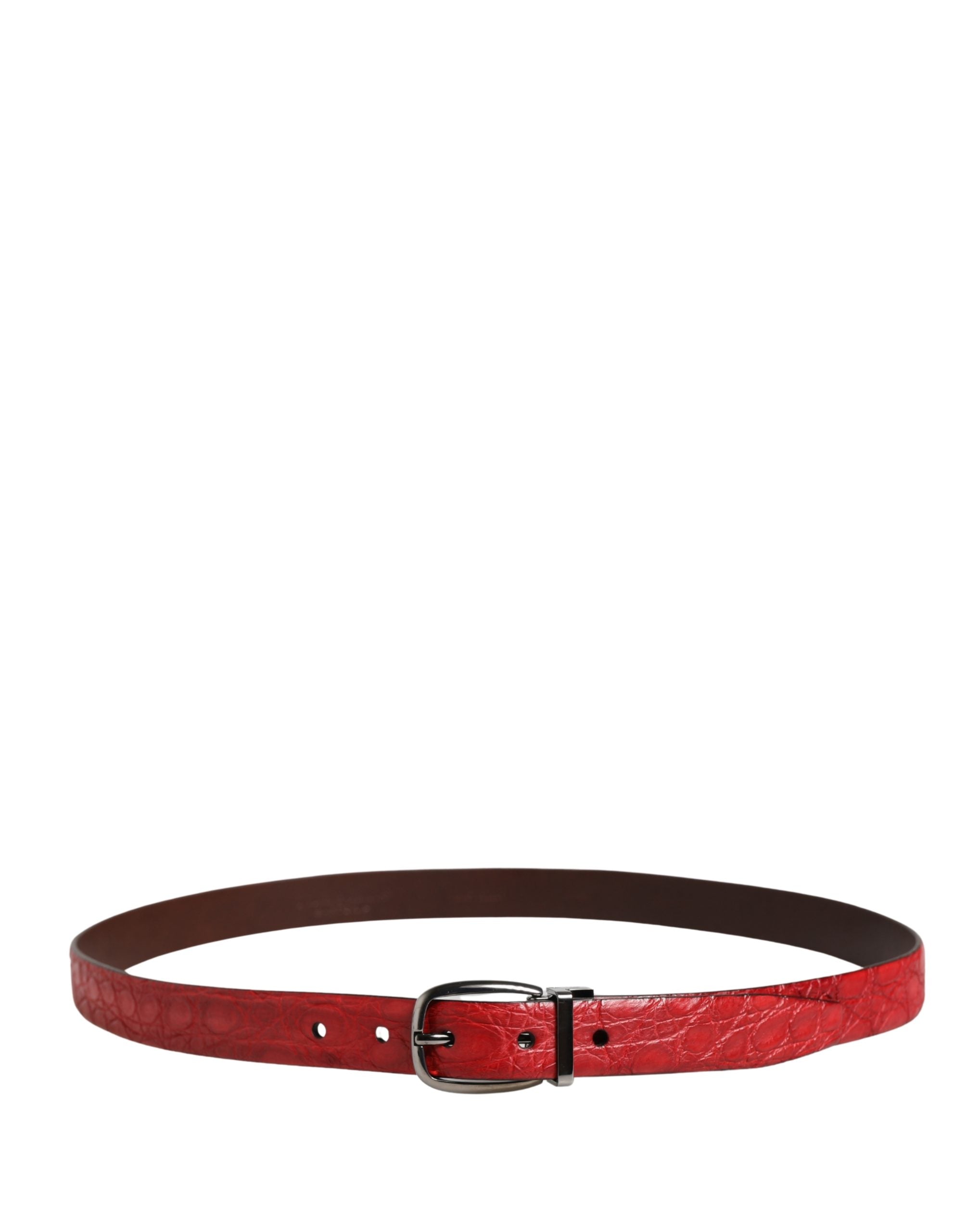 Dolce & Gabbana Men's Belt in Red Exotic Leather with Metal Buckle-3