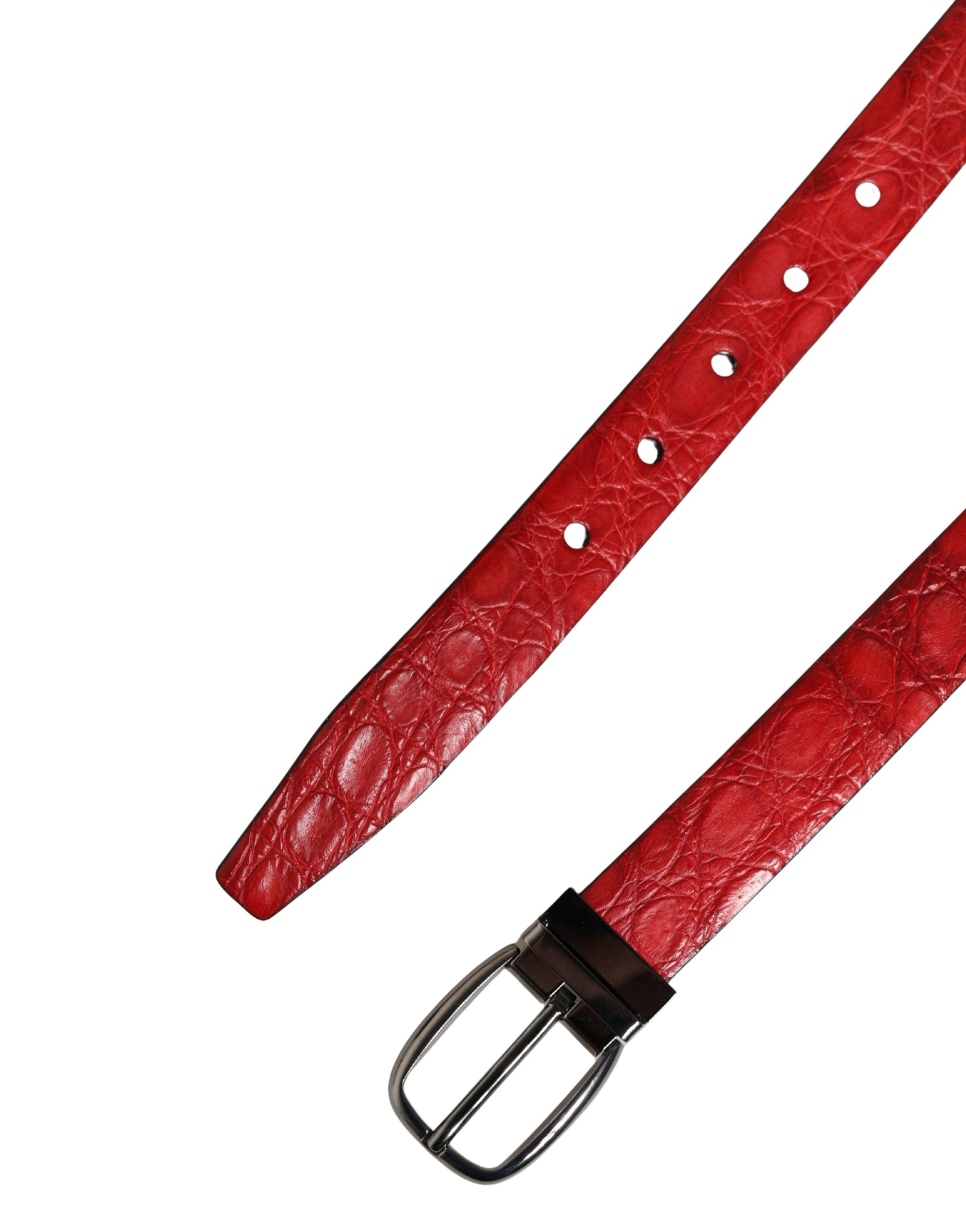 Dolce & Gabbana Men's Belt in Red Exotic Leather with Metal Buckle-7