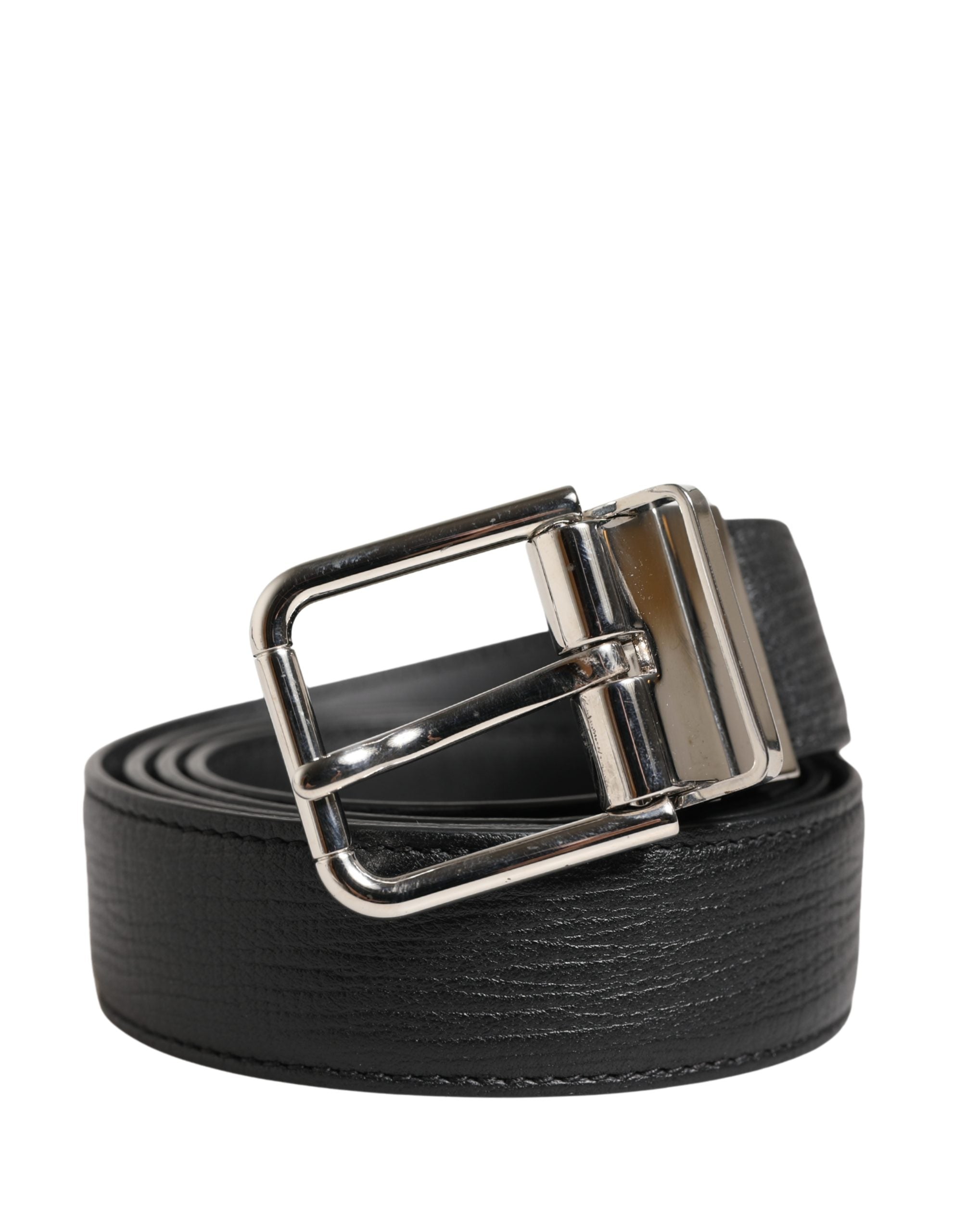 Dolce & Gabbana Men's Buckle Belt in Black Leather with Metal Buckle-1