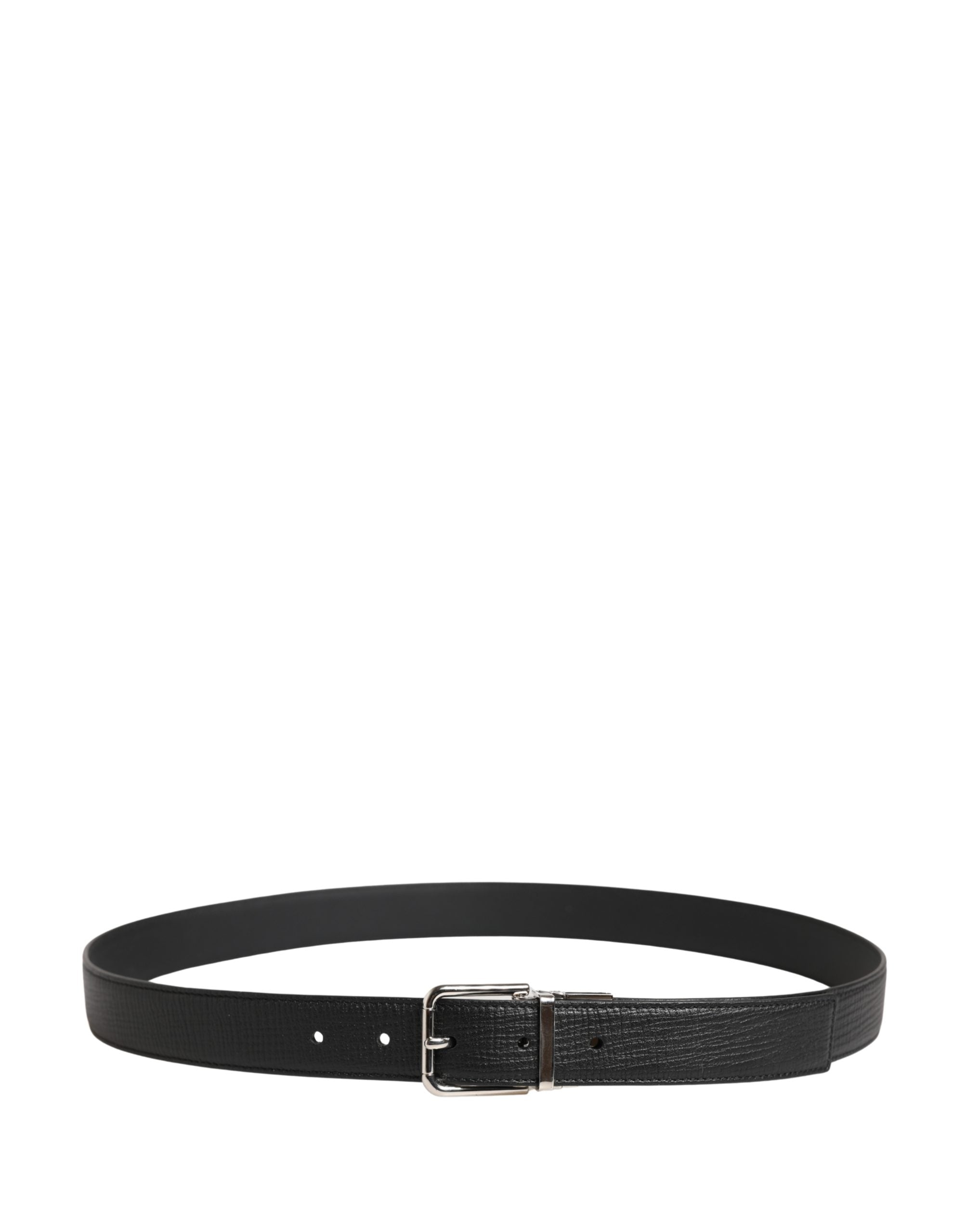 Dolce & Gabbana Men's Buckle Belt in Black Leather with Metal Buckle-3