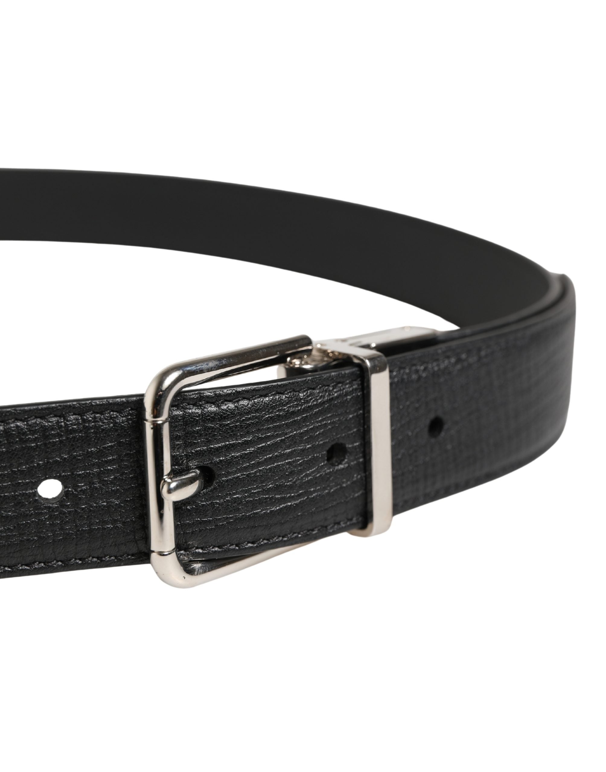 Dolce & Gabbana Men's Buckle Belt in Black Leather with Metal Buckle-4