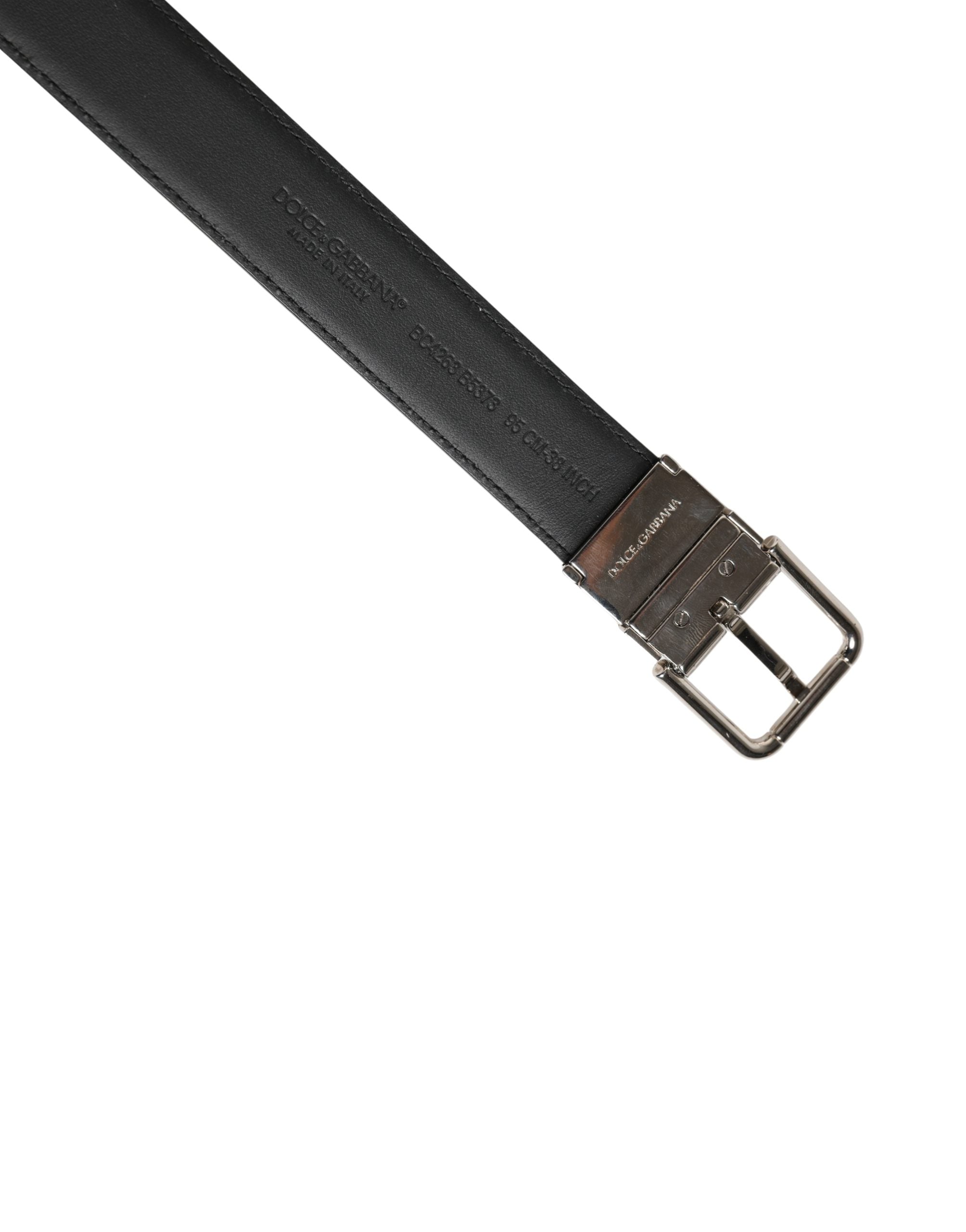 Dolce & Gabbana Men's Buckle Belt in Black Leather with Metal Buckle-6