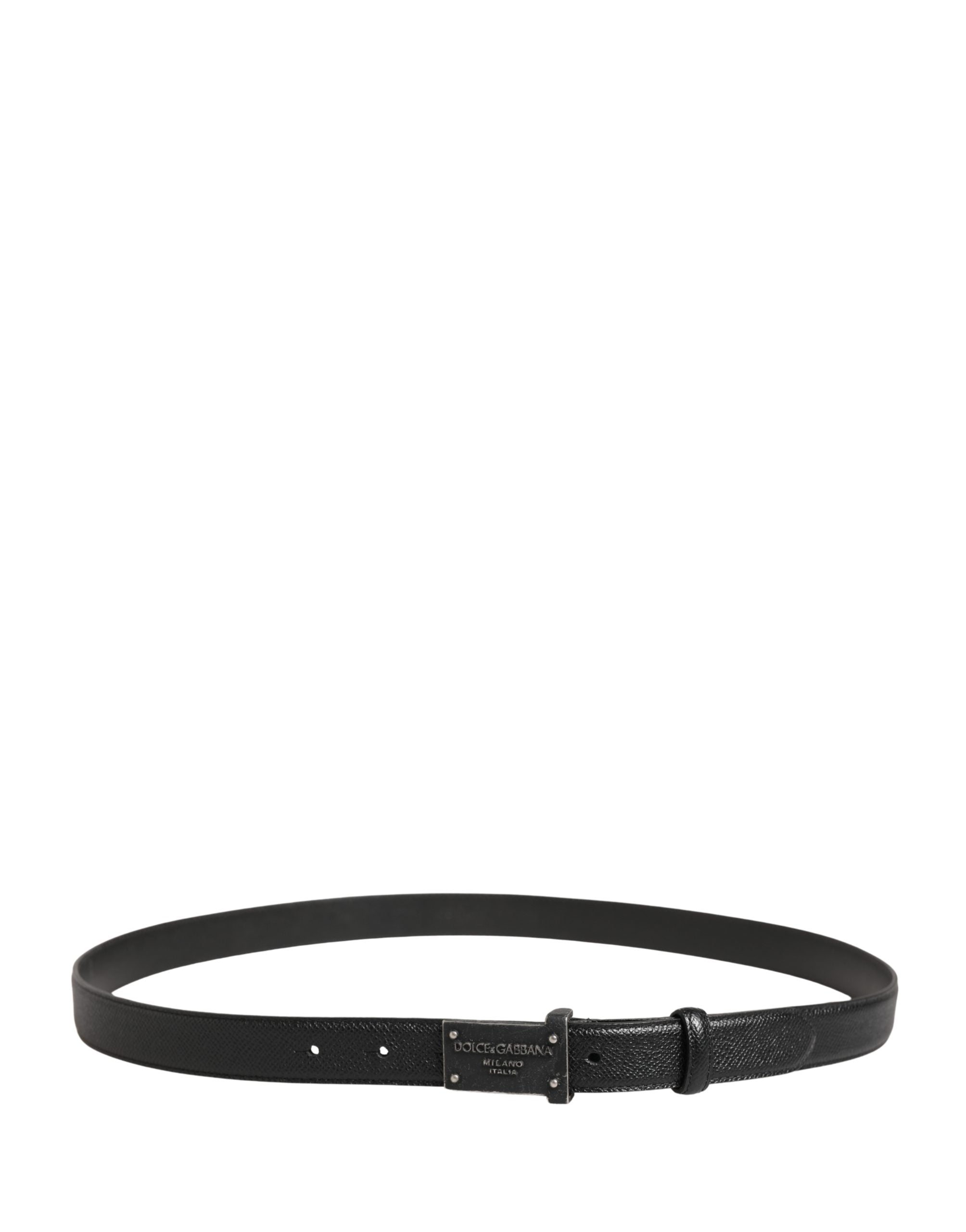 Dolce & Gabbana men's belt in black calfskin with logo and metal buckle-3