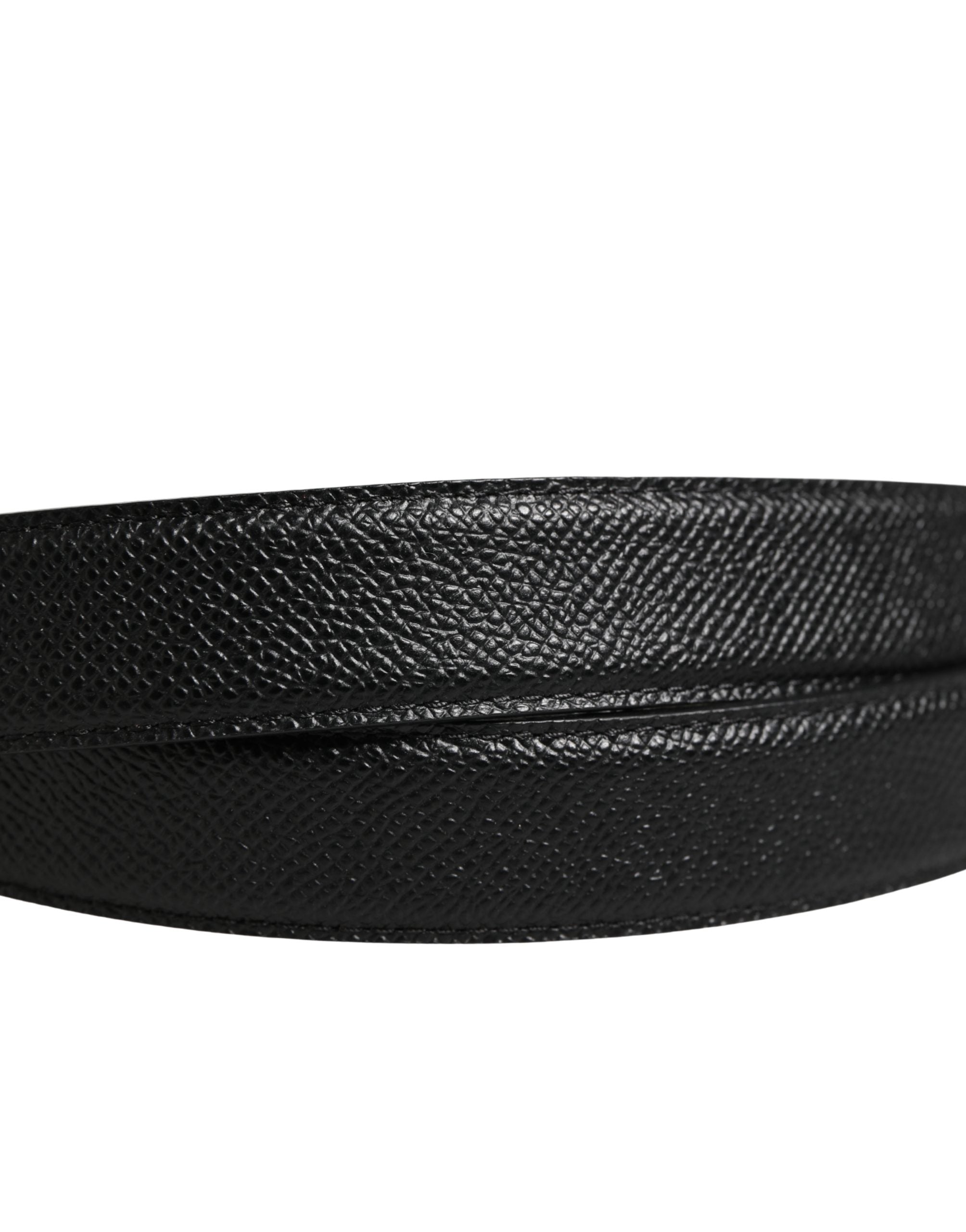 Dolce & Gabbana men's belt in black calfskin with logo and metal buckle-5
