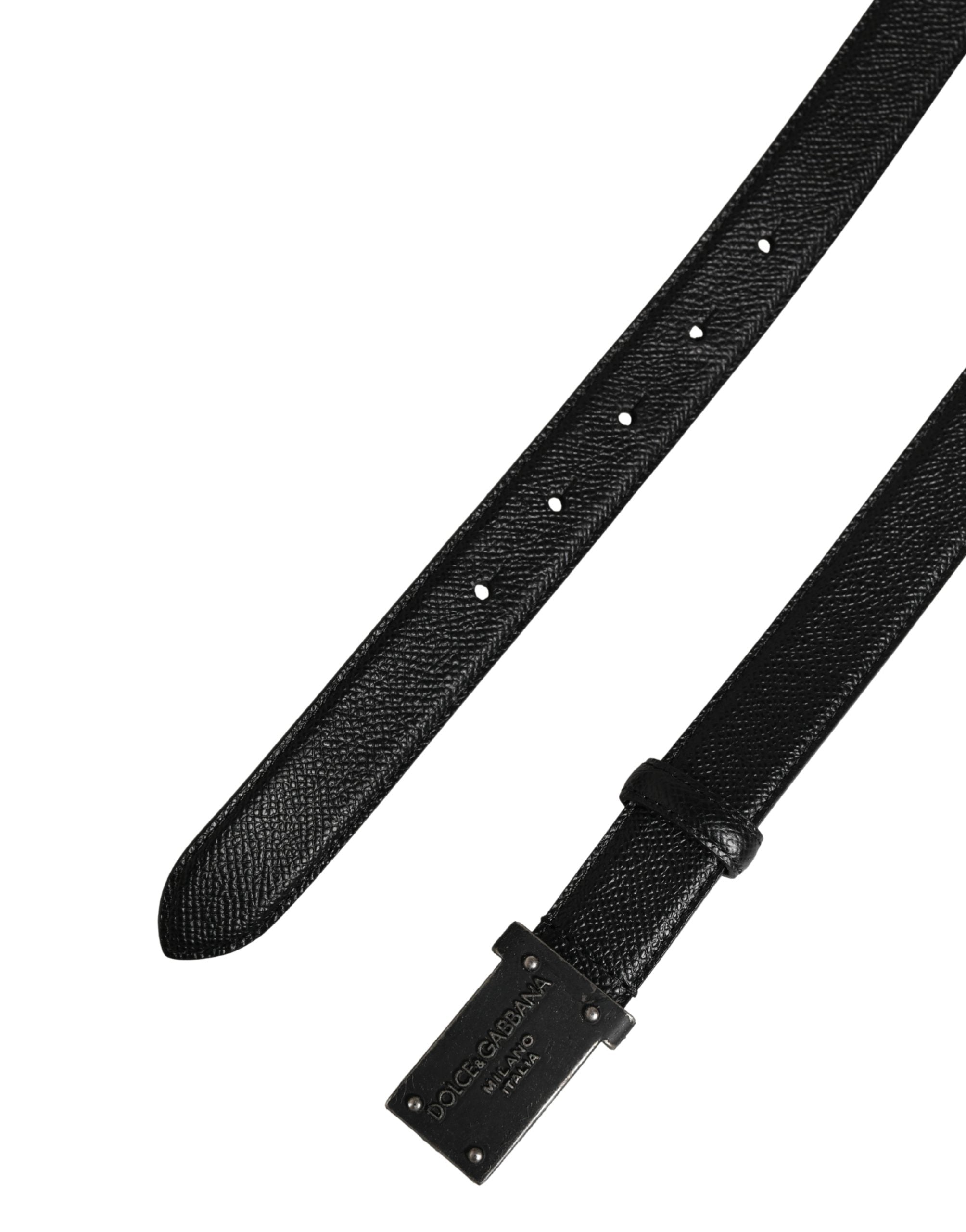 Dolce & Gabbana men's belt in black calfskin with logo and metal buckle-6