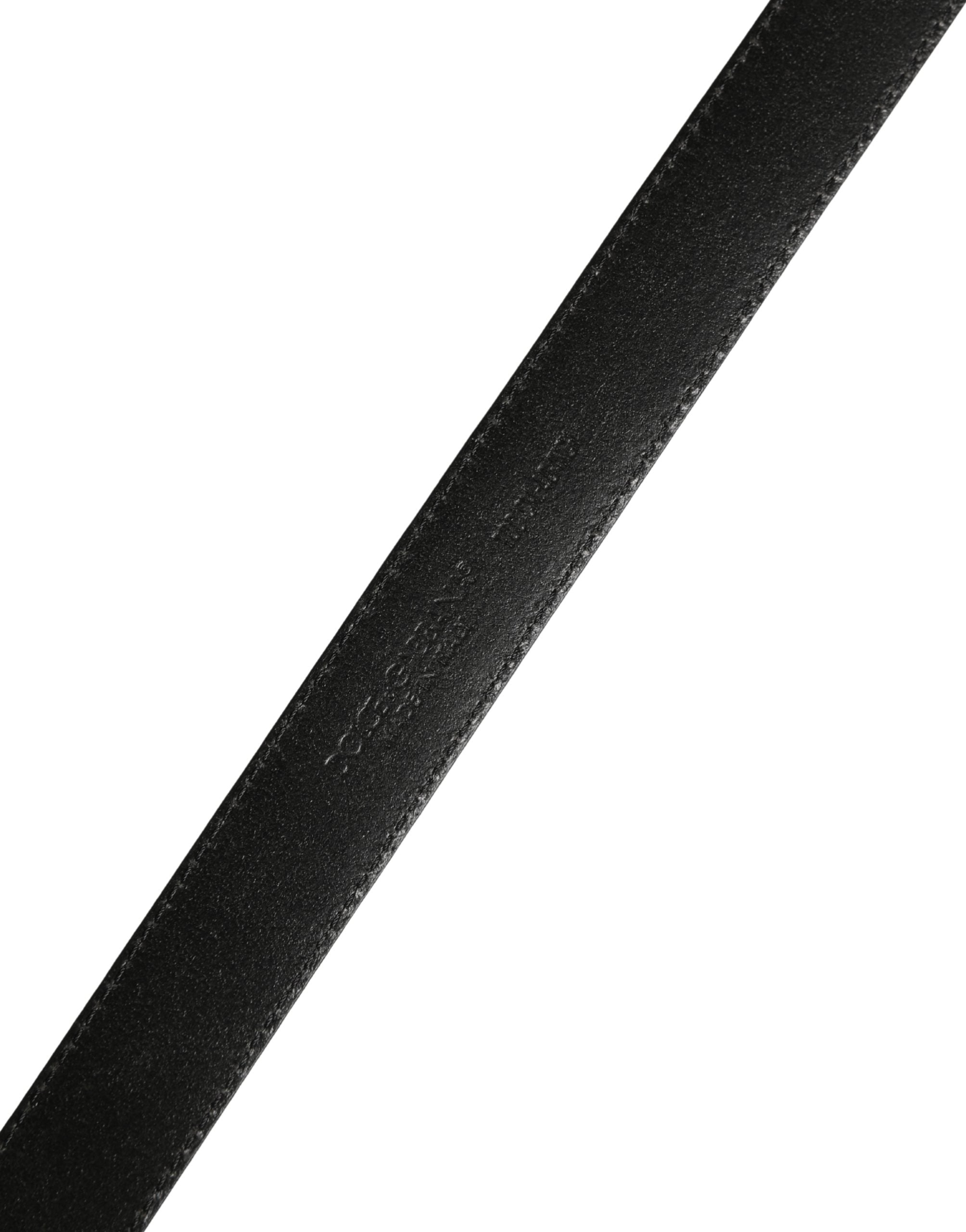 Dolce & Gabbana men's belt in black calfskin with logo and metal buckle-7