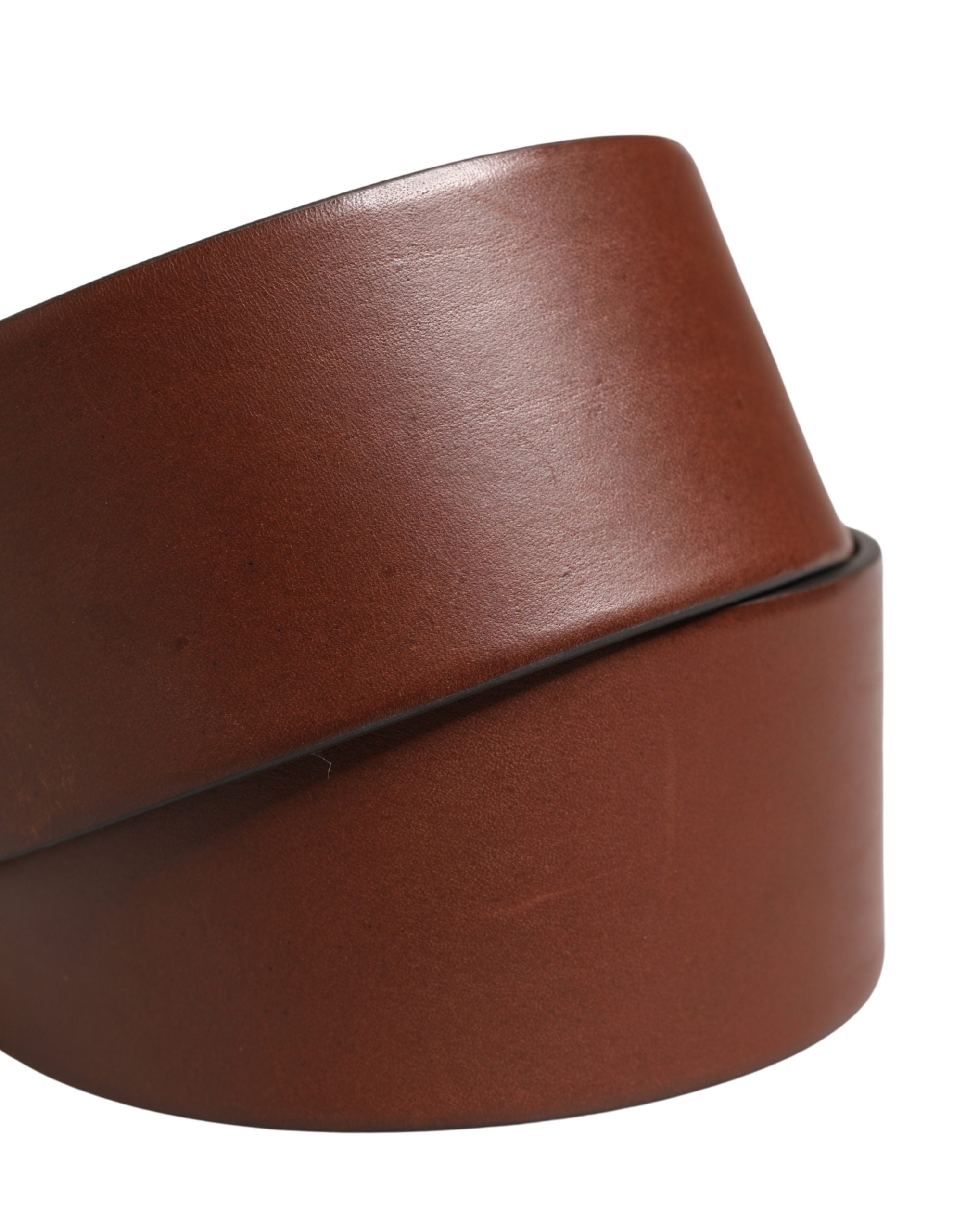 Dolce & Gabbana Brown Leather Belt with Wide Waistband and Round Metal Buckle-5