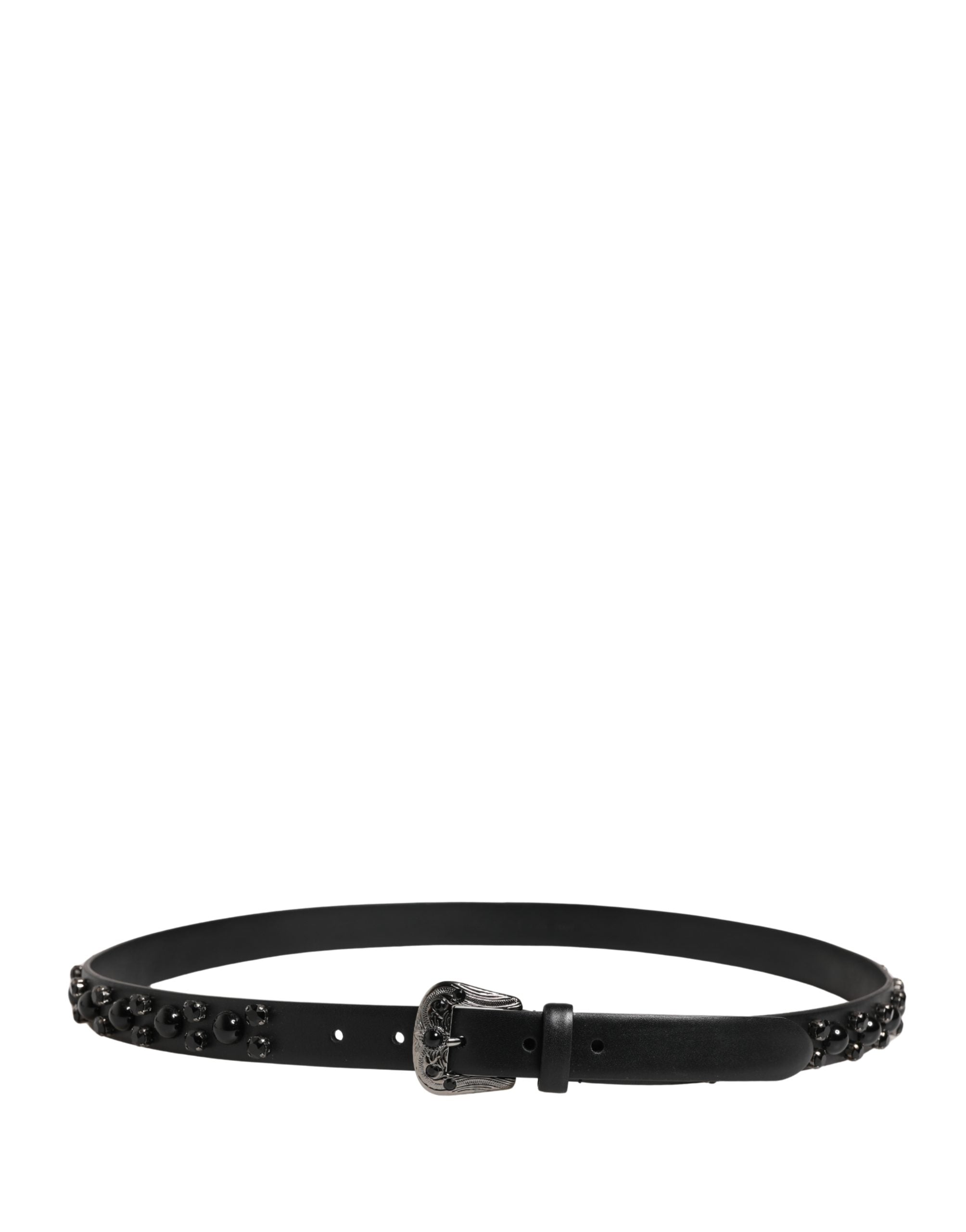 Dolce & Gabbana Men's Black Calfskin Belt with Embellished Metal Buckle-3