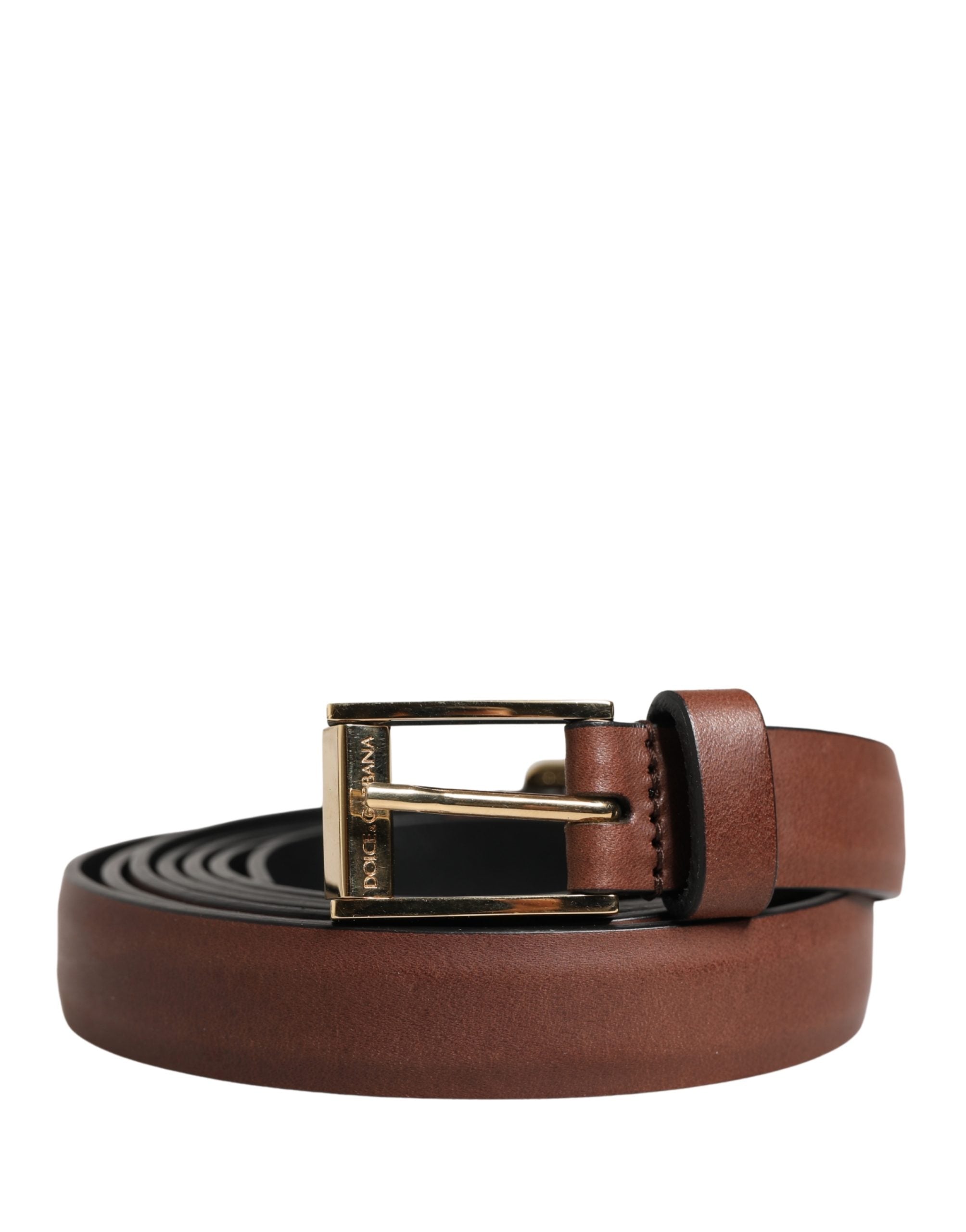 Dolce & Gabbana Herren-Gürtel aus braunem Leder mit klassischer Metallschnalle-1